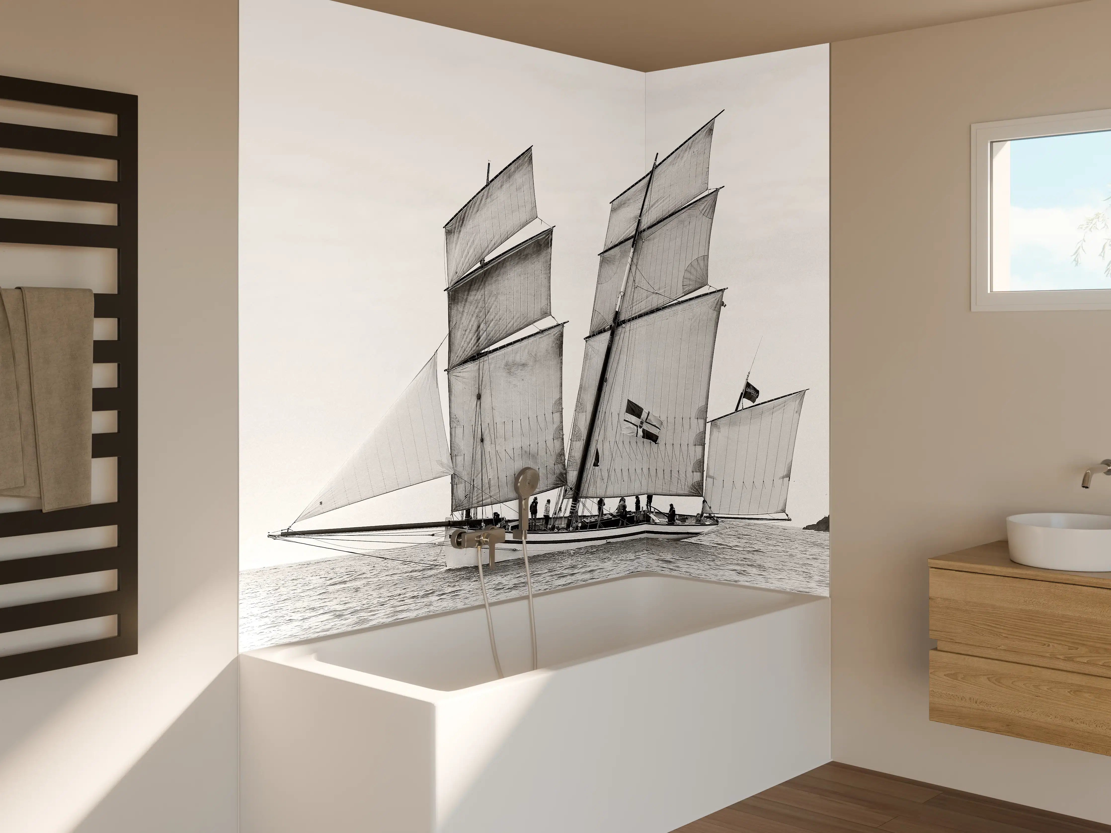 Badewannen-Rückwand - Segelboot auf dem Meer