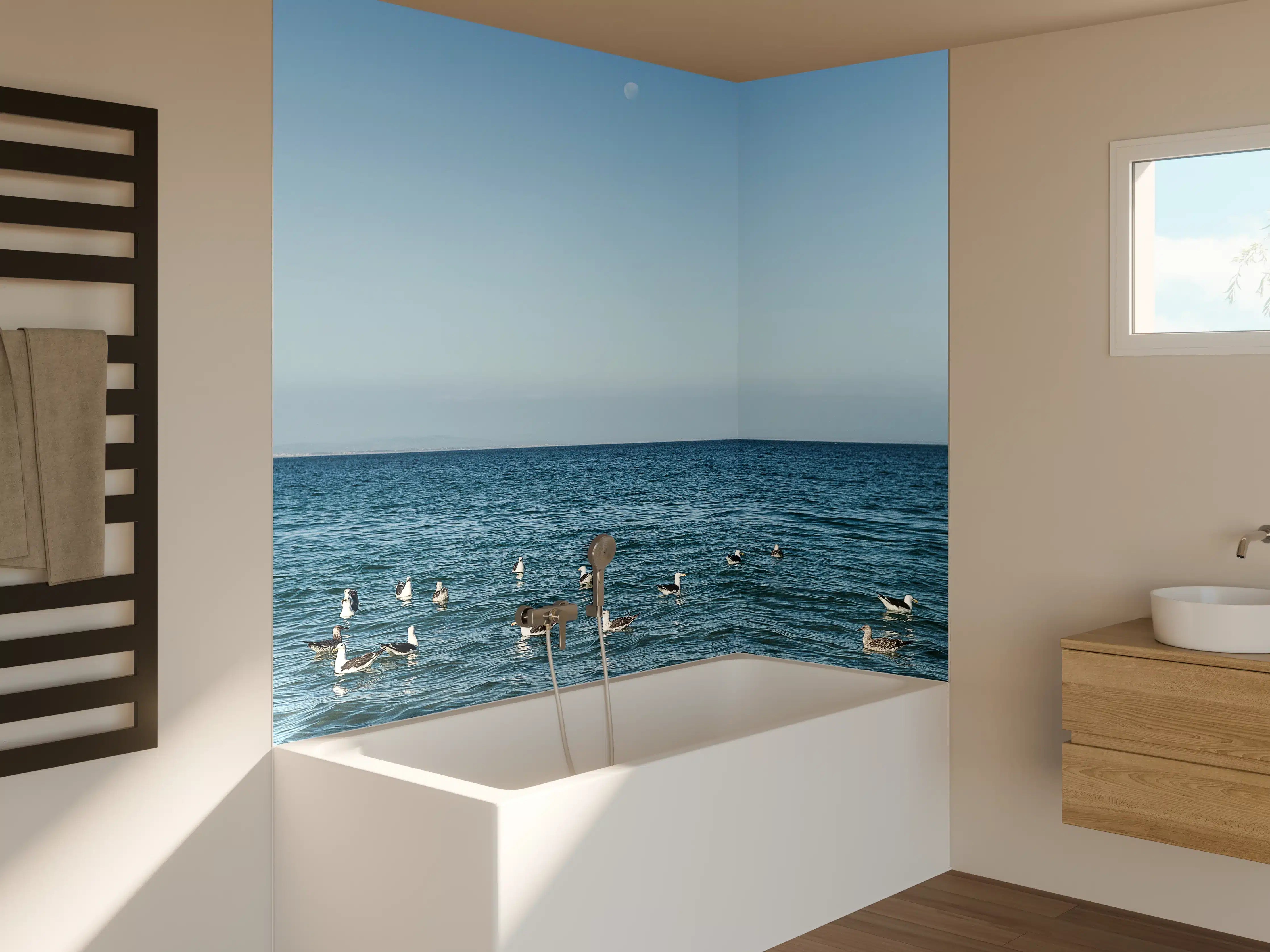 Badewannen-Rückwand - Serene Beach Seascape