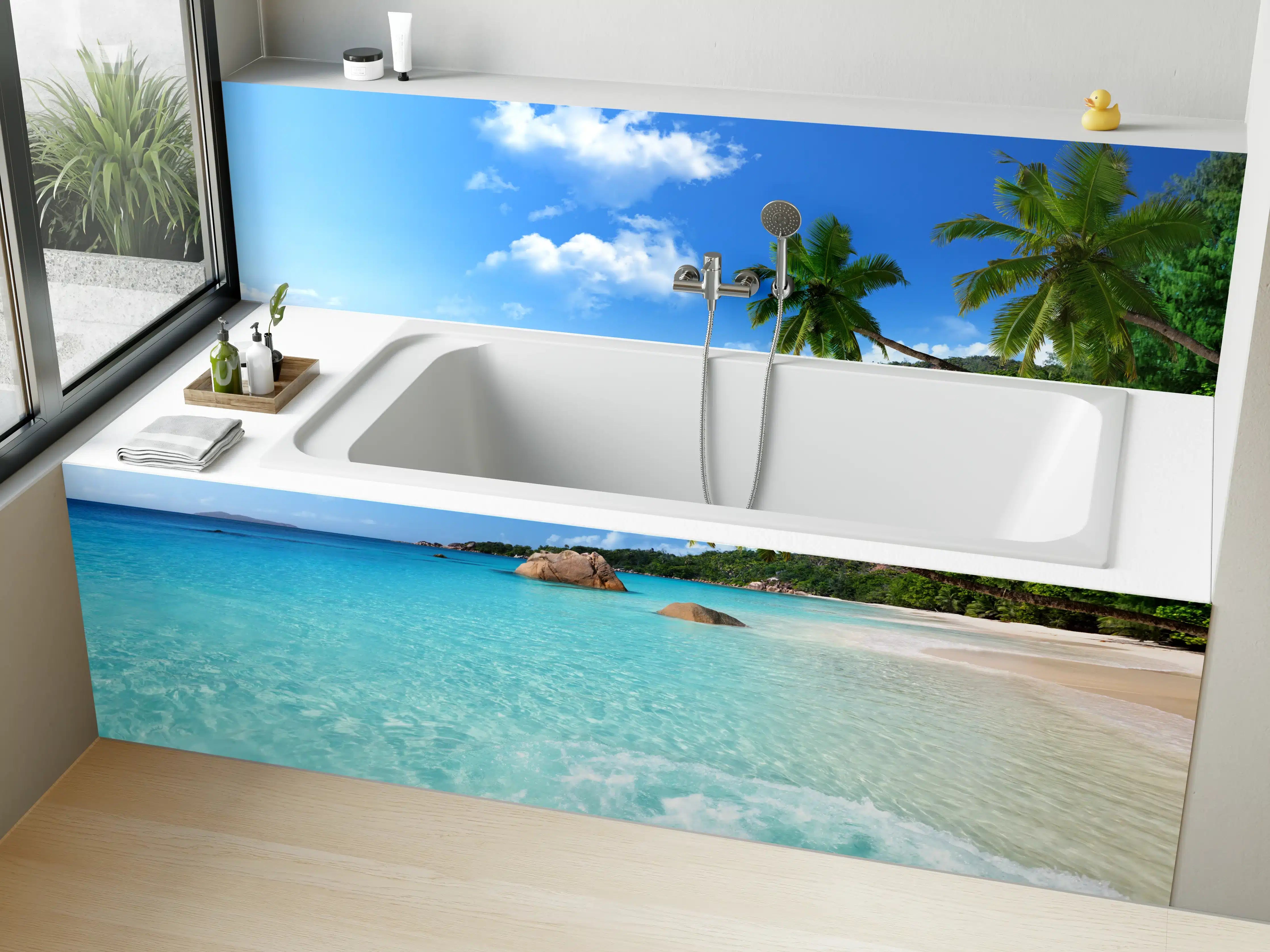 Badewannen-Rückwand - Seychellen Paradiesstrand Türkis