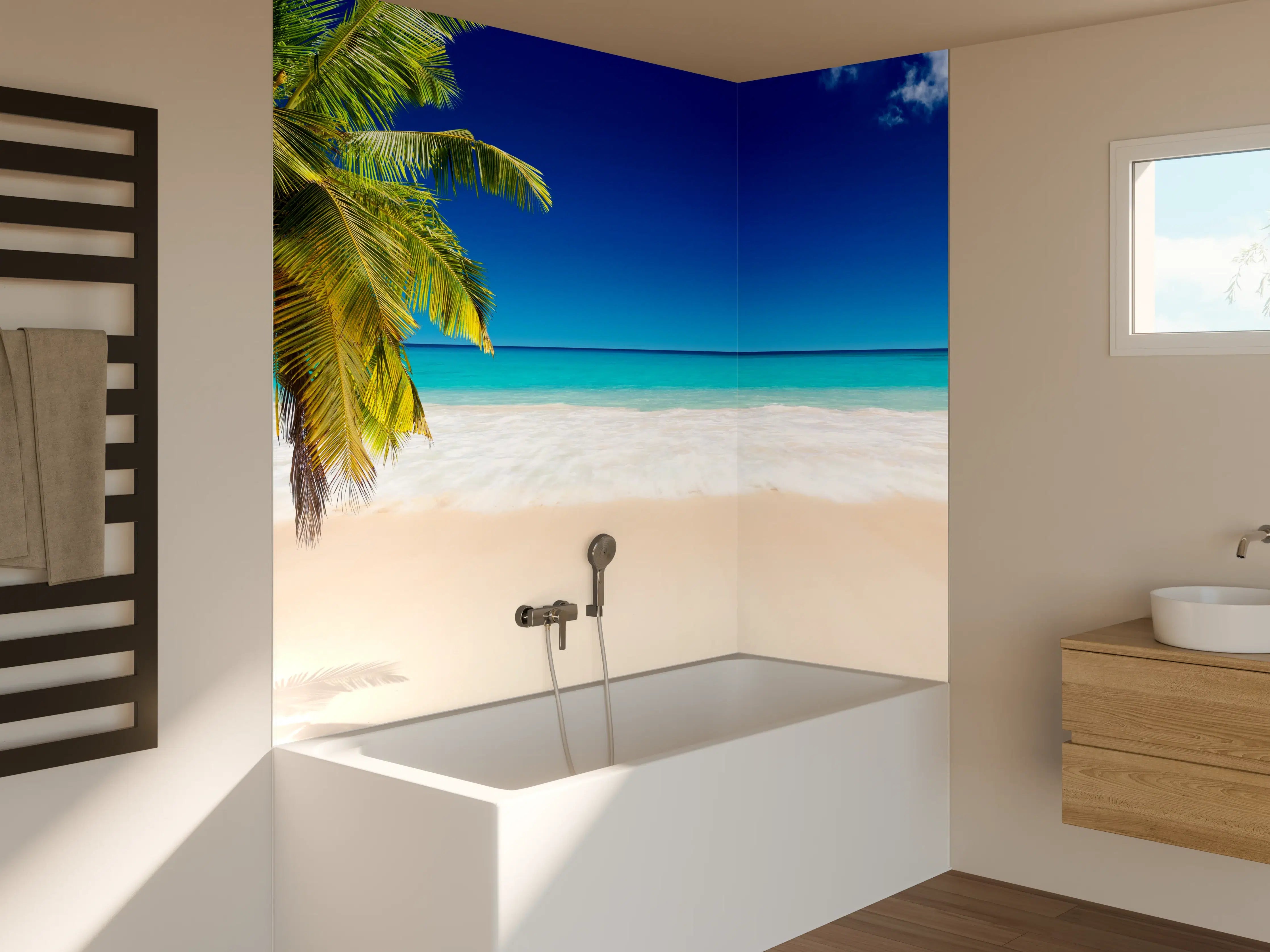 Badewannen-Rückwand - Seychellen Strand