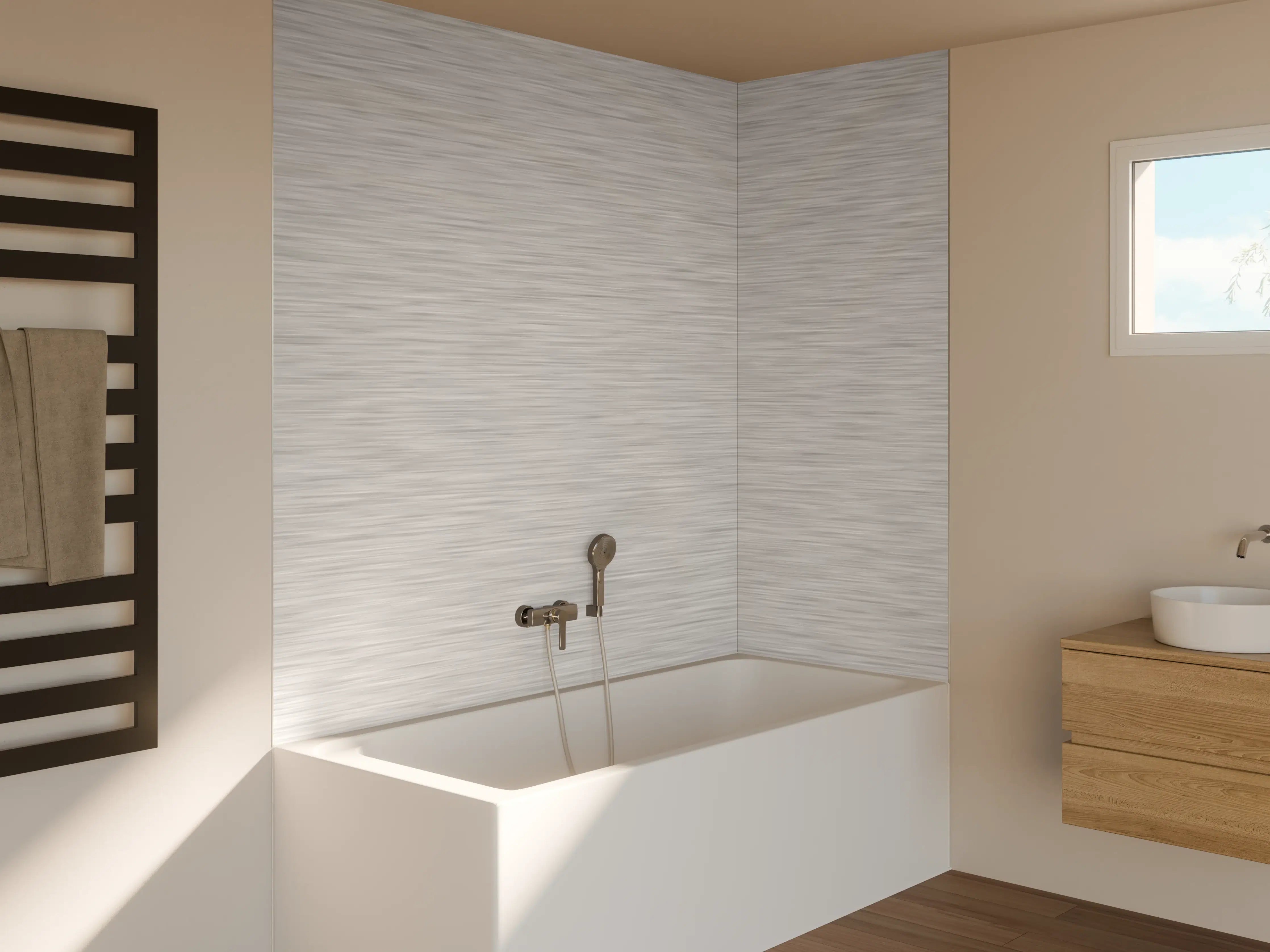 Badewannen-Rückwand - Silver - ALU Prime - Metall Gebürstet