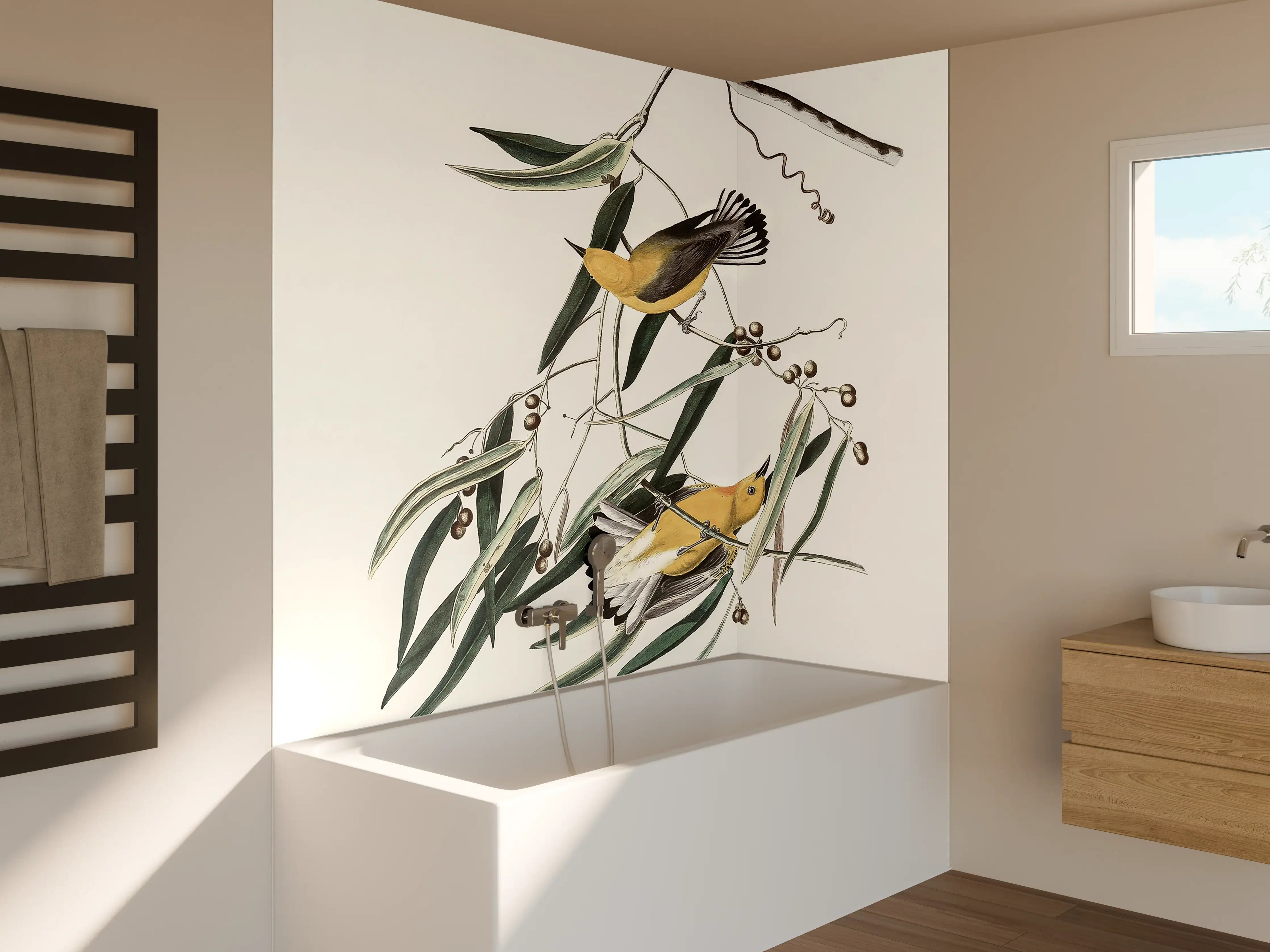 Badewannen-Rückwand - Singvogel Portrait - John James Audubon
