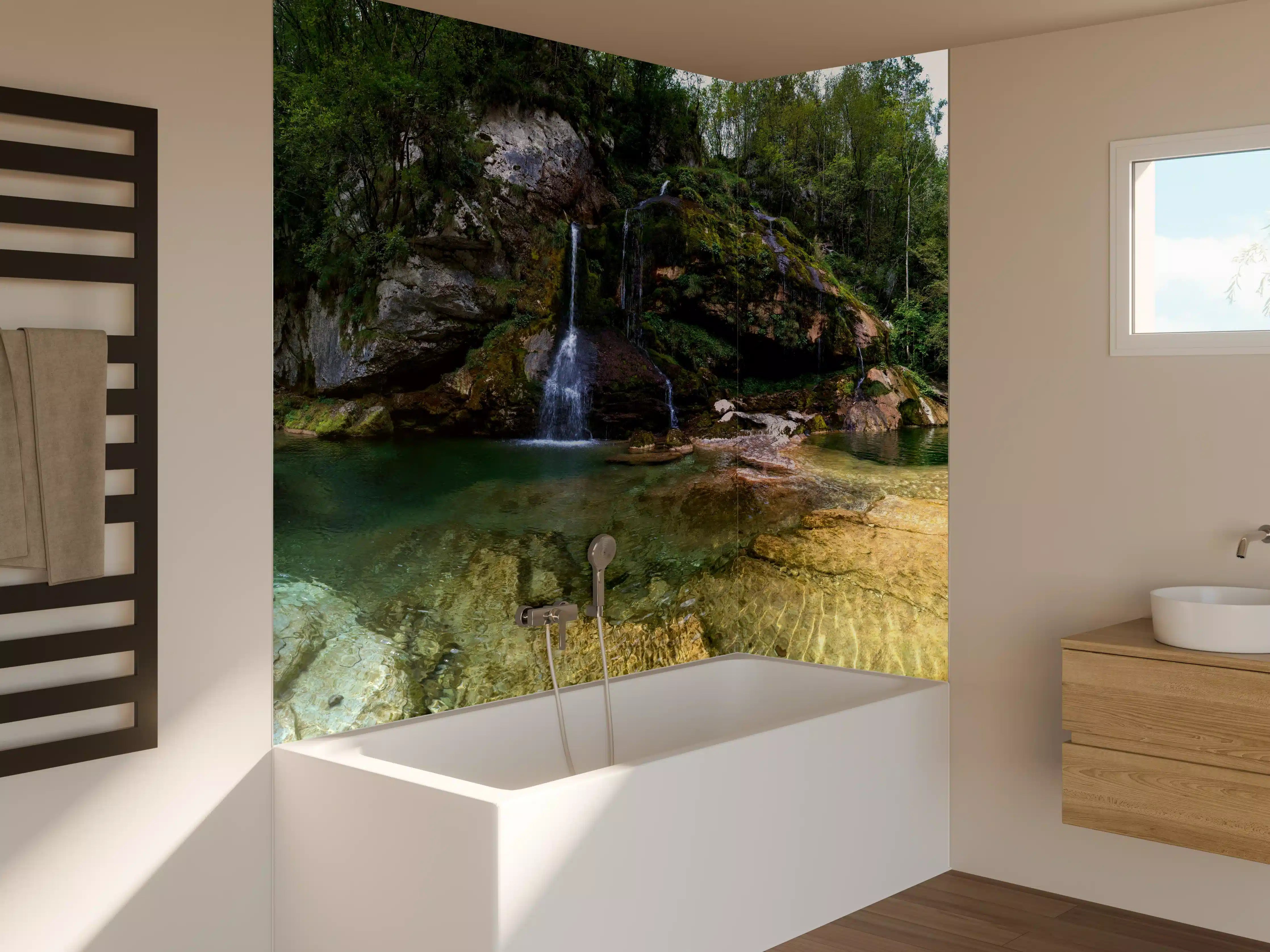 Badewannen-Rückwand - Sommerliche Atmosphäre in den Slowenischen Alpen