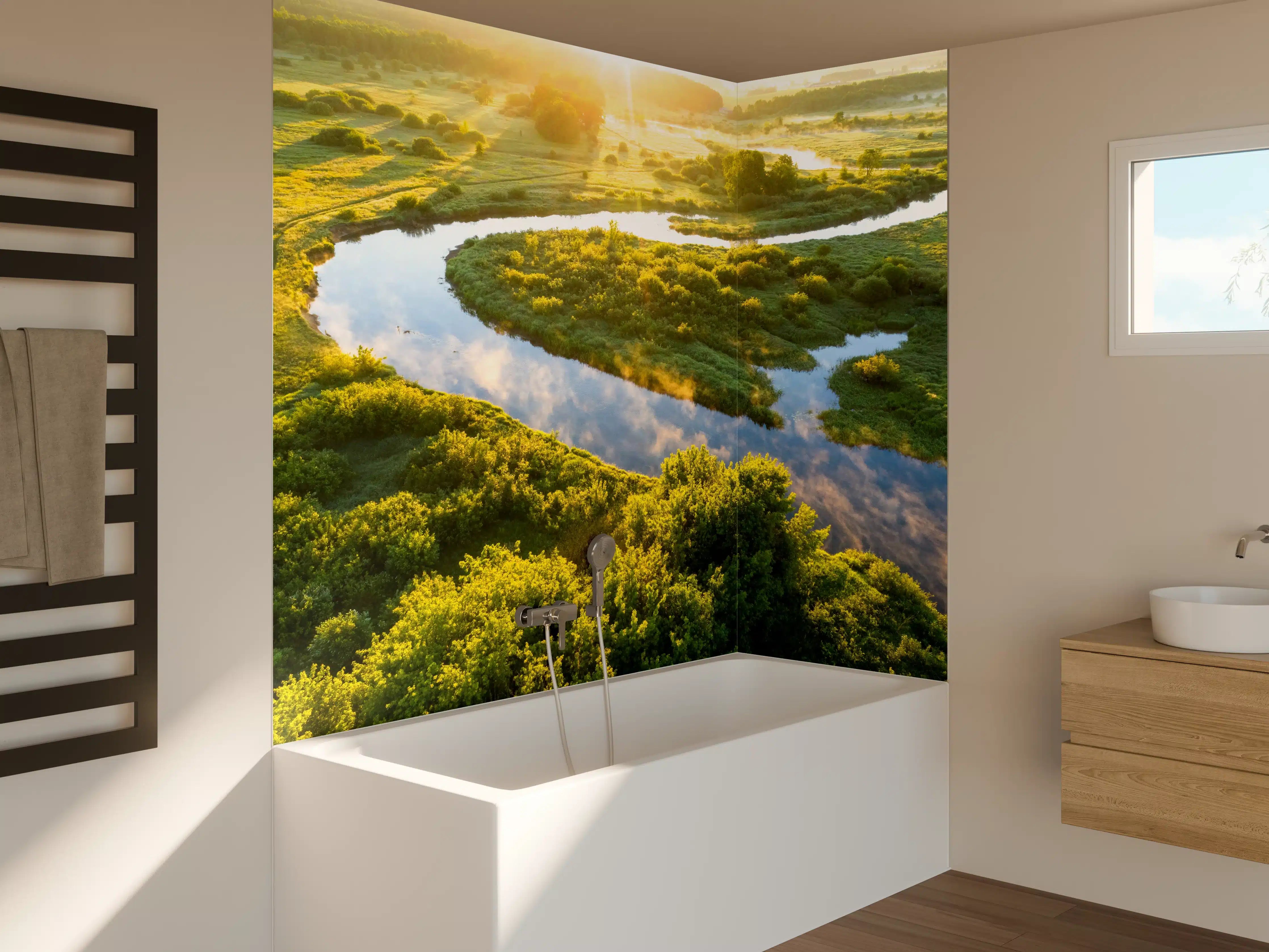 Badewannen-Rückwand - Sommermorgen am Fluss im Arizona
