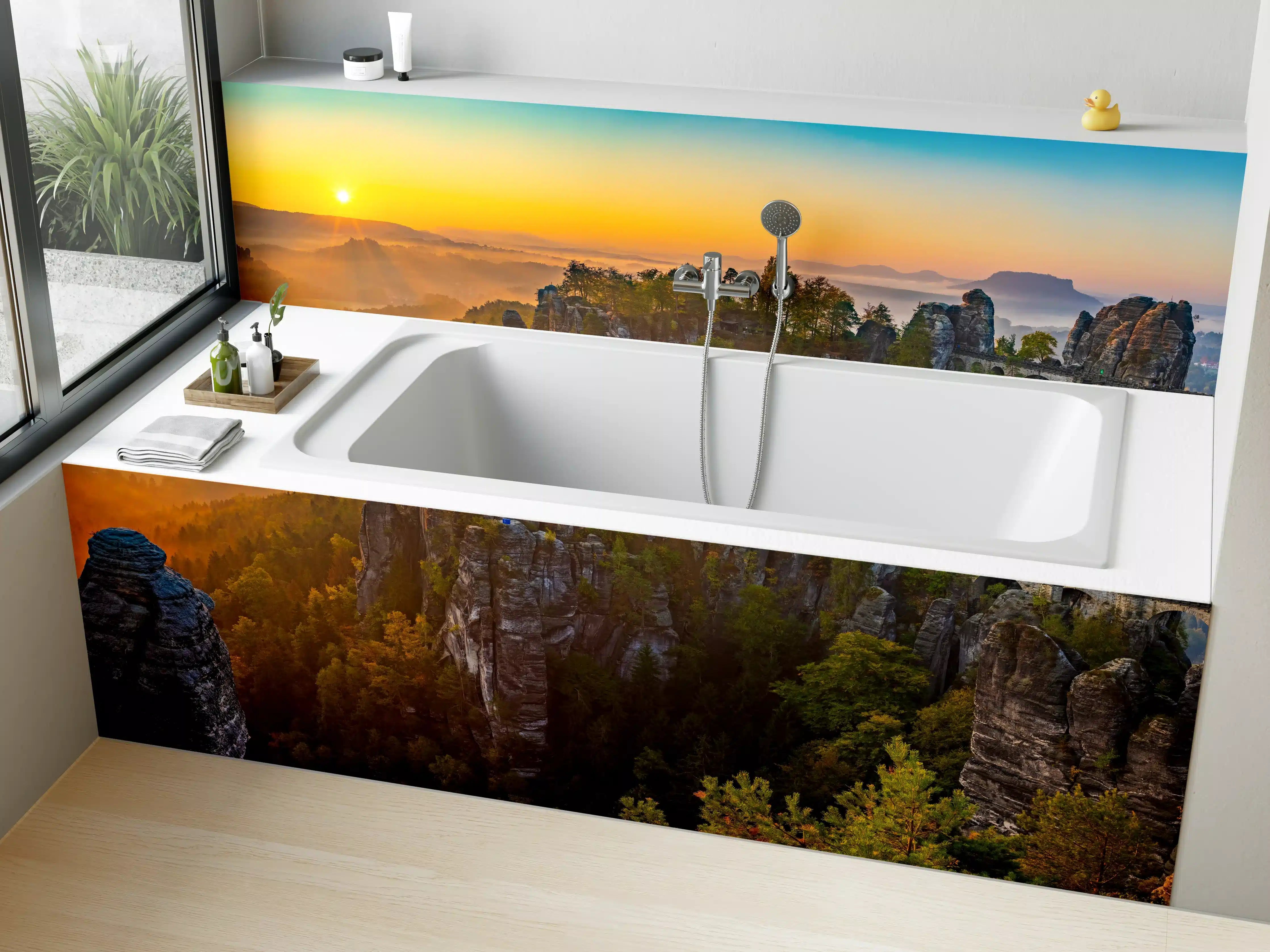 Badewannen-Rückwand - Sonnenaufgang Bastei Sächsische Schweiz