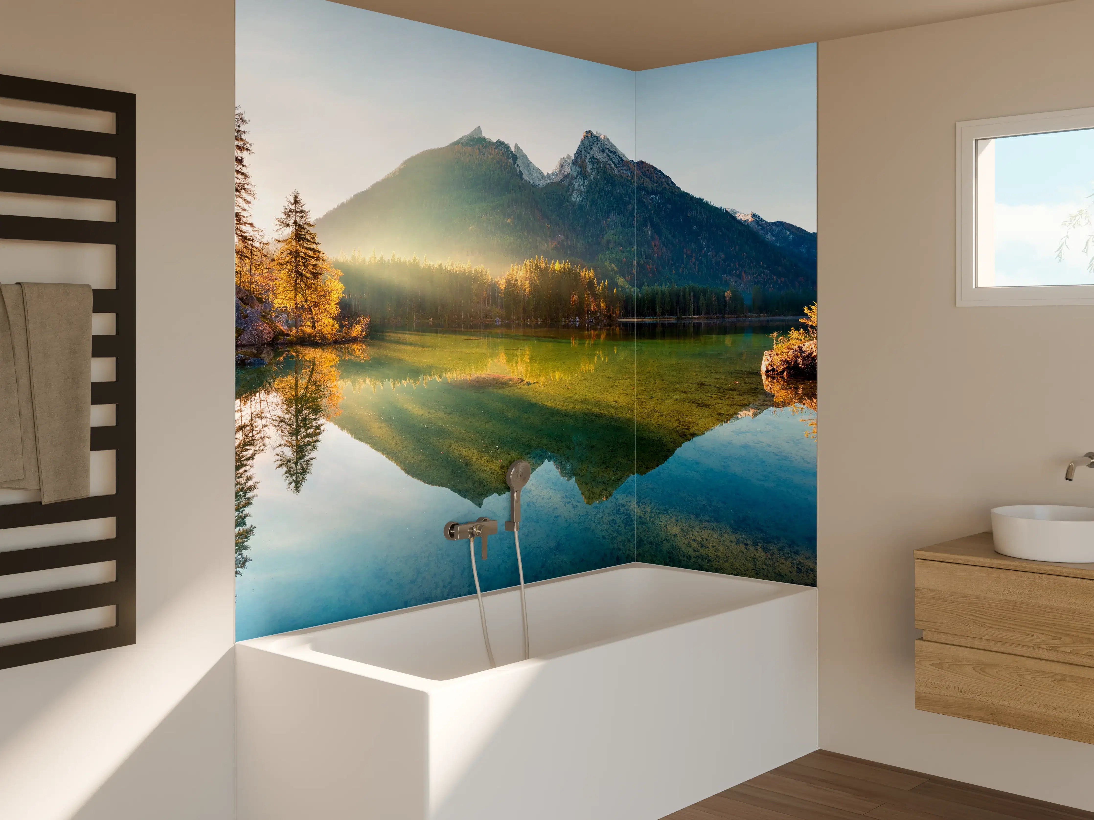 Badewannen-Rückwand - Sonnenaufgang am Hintersee