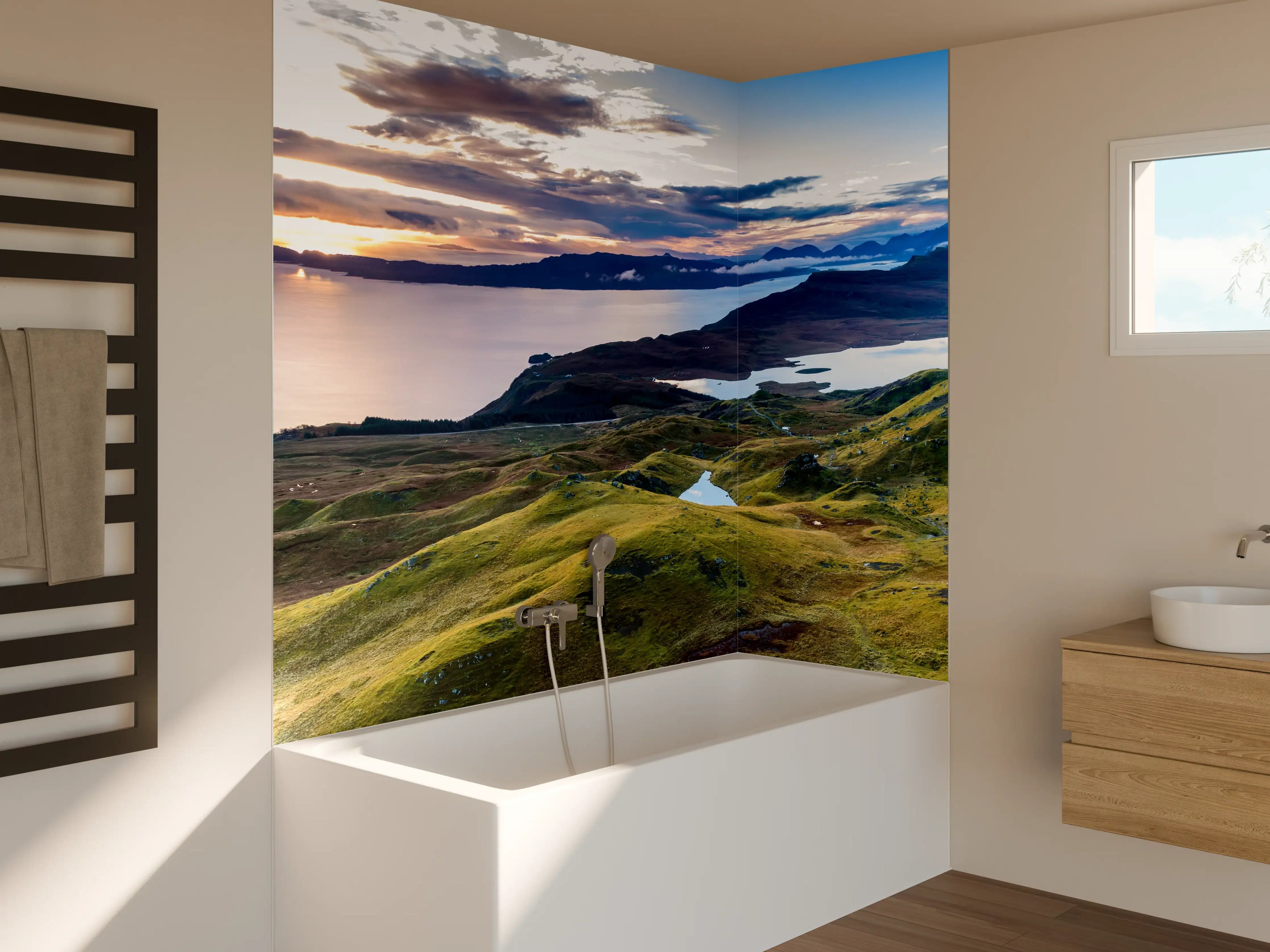 Badewannen-Rückwand - Sonnenaufgang auf der Isle of Skye