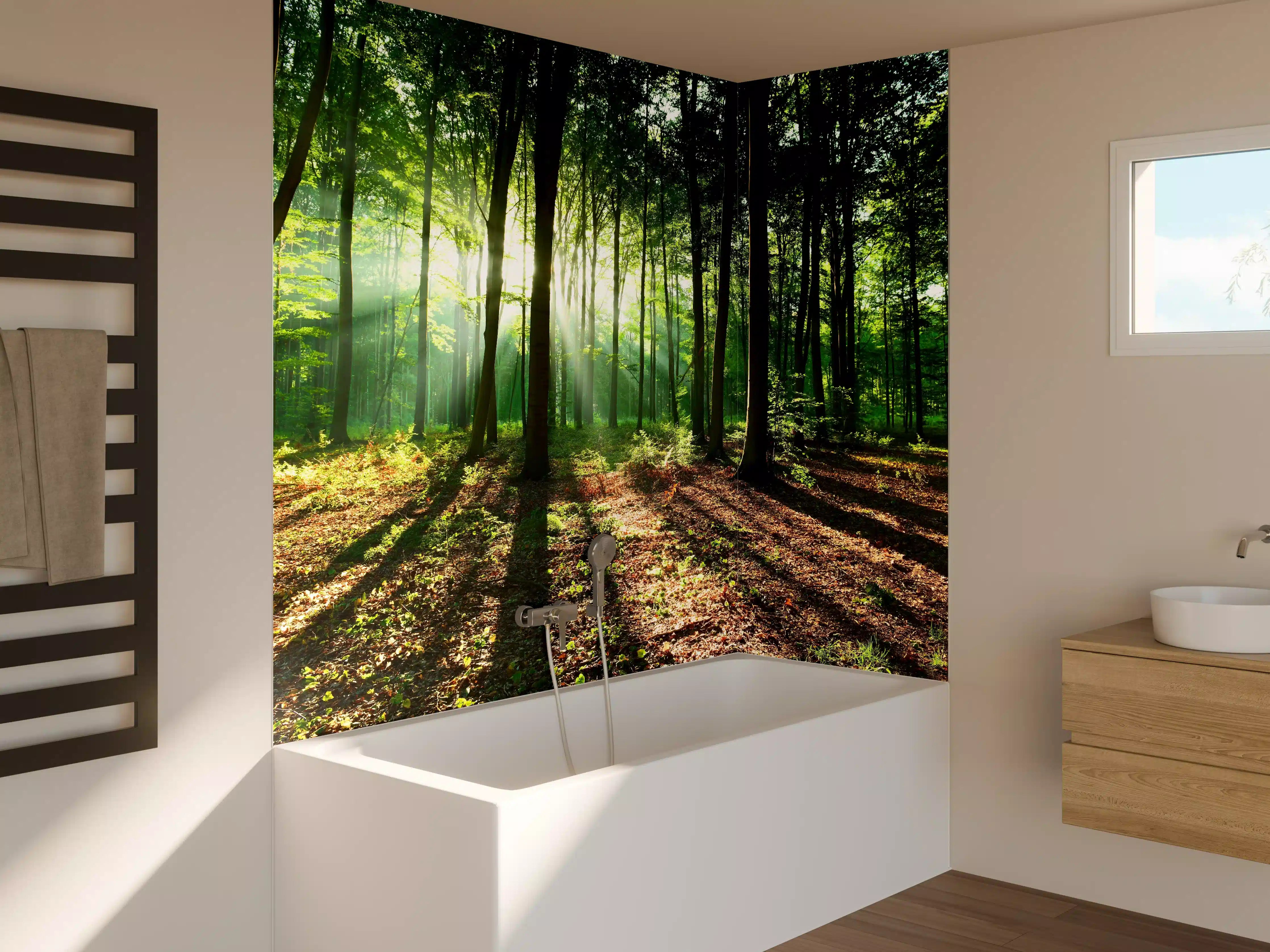 Badewannen-Rückwand - Sonnenaufgang im Bayrischem Wald