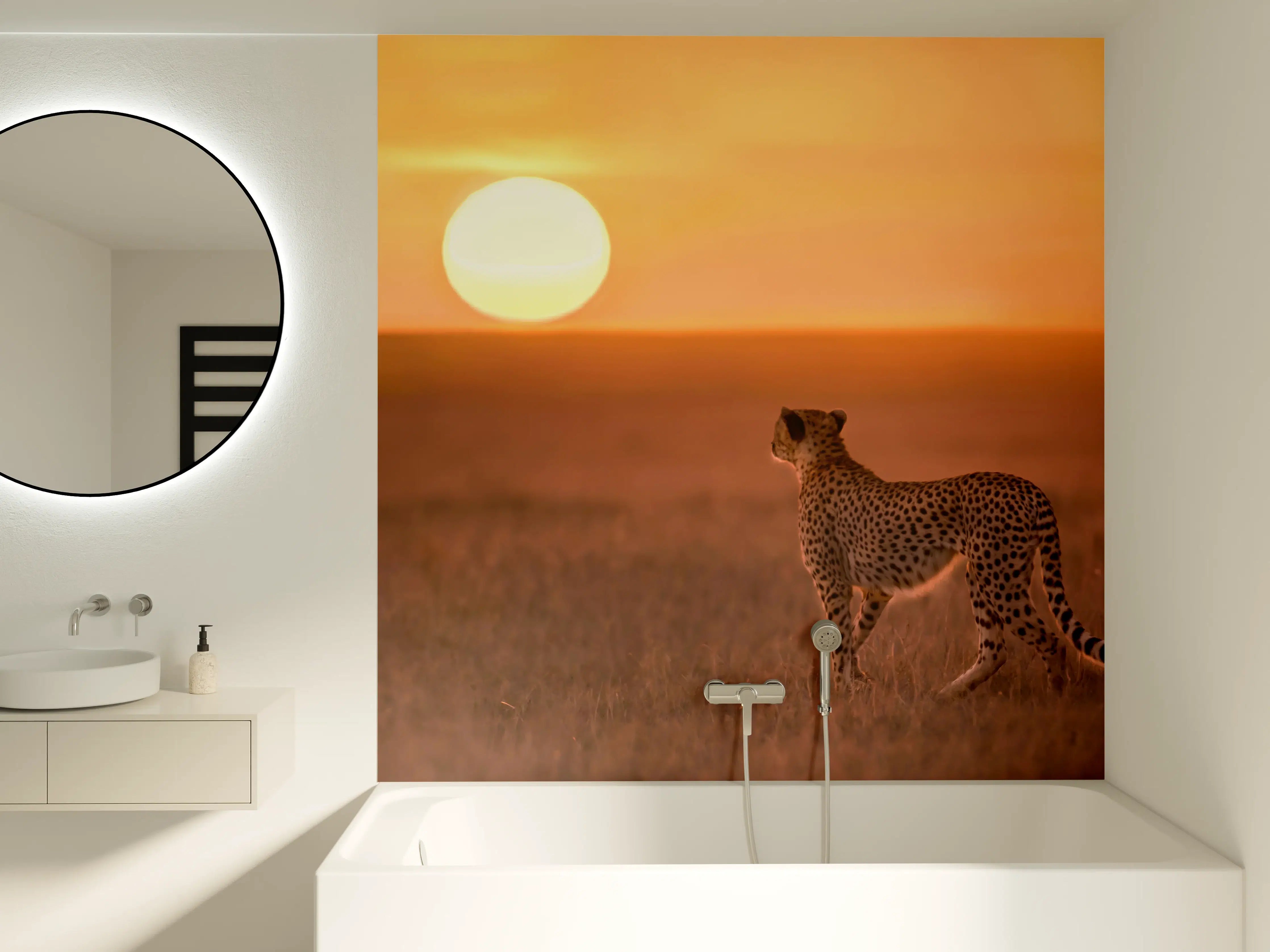 Badewannen-Rückwand - Sonnenaufgang in der Savanne - Afrika
