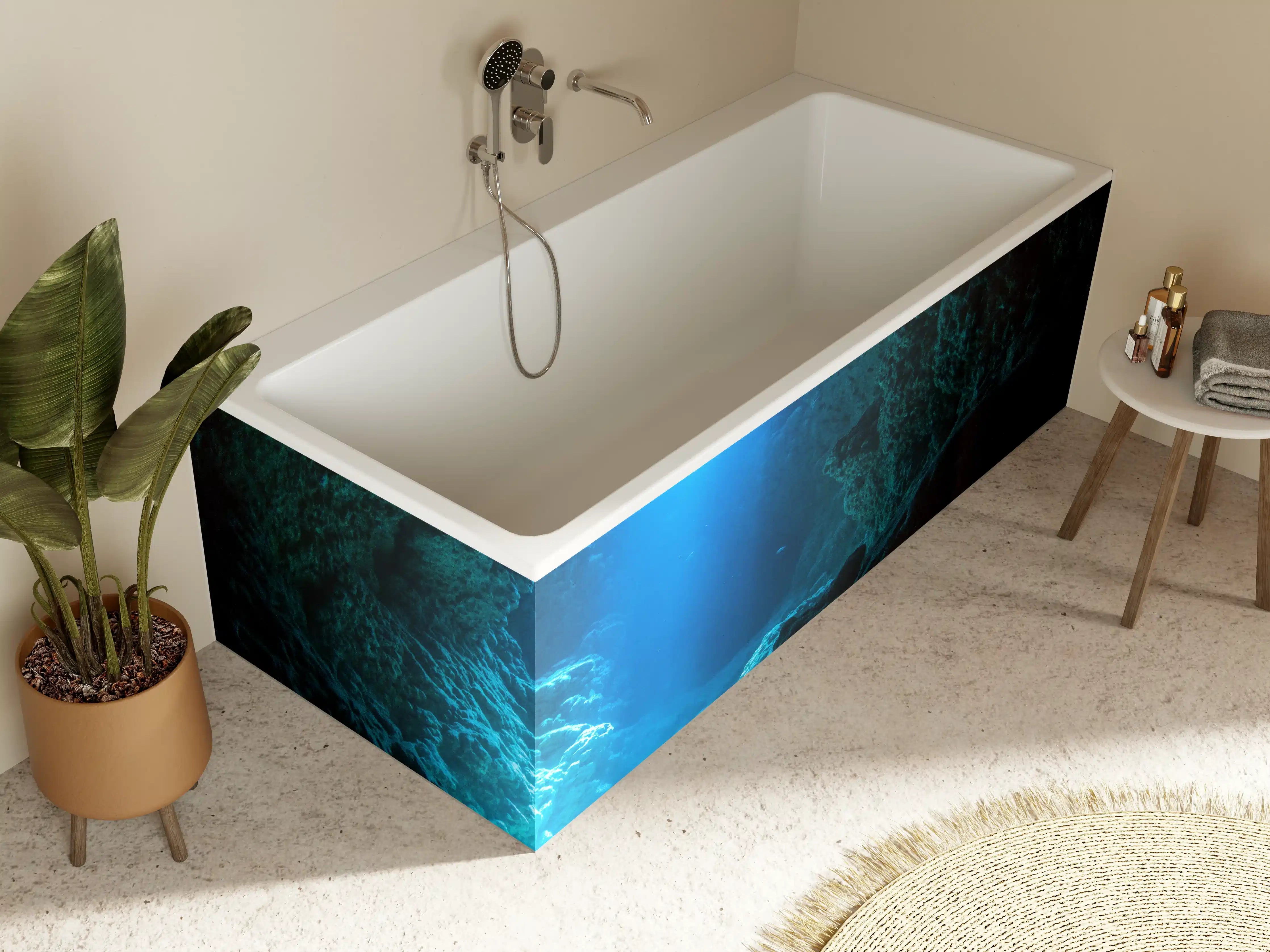 Badewannen-Rückwand - Sonnenstrahl in die Unterwasserhöhle