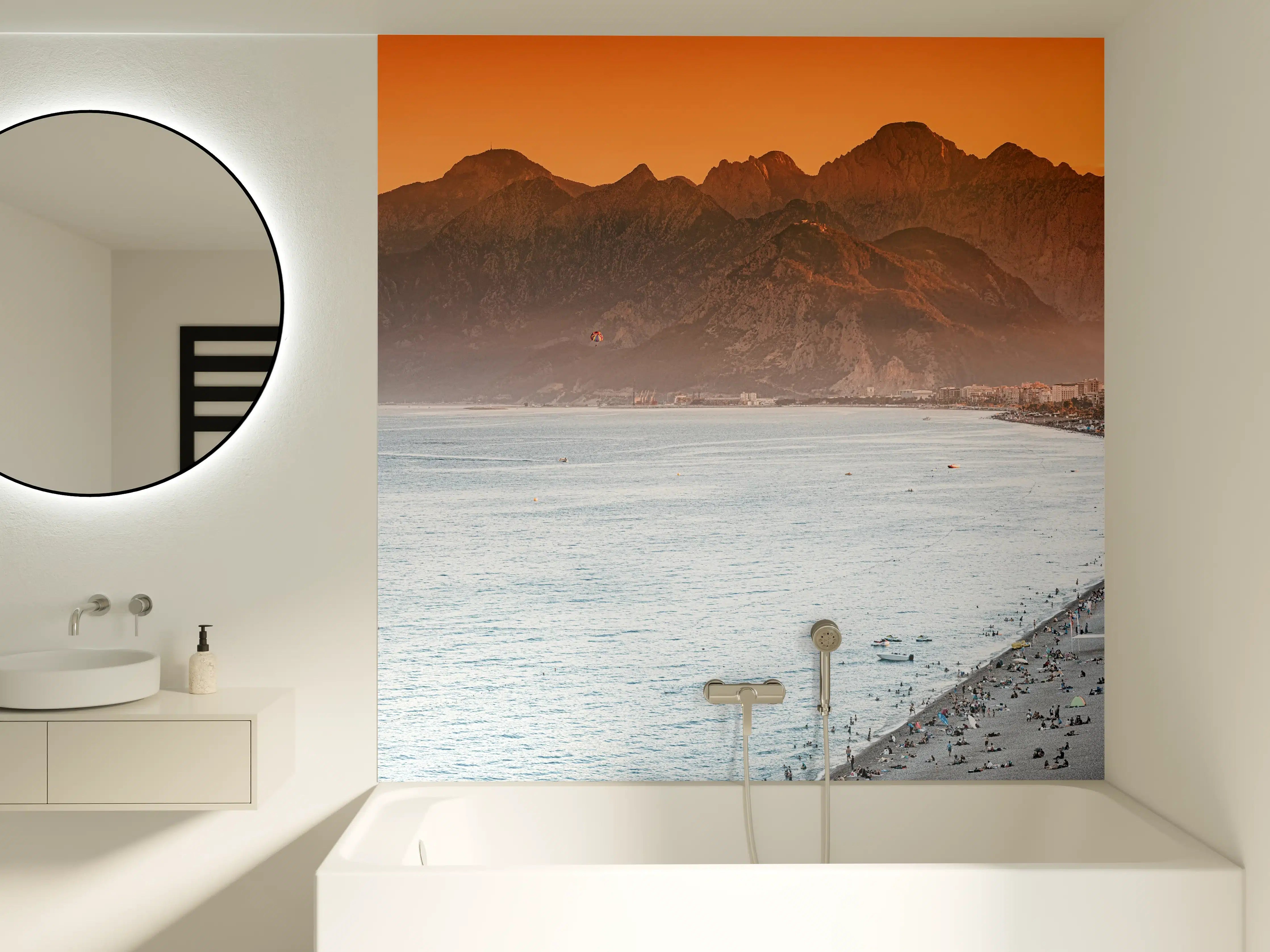 Badewannen-Rückwand - Sonnenuntergang Konyaalti Strand Türkei