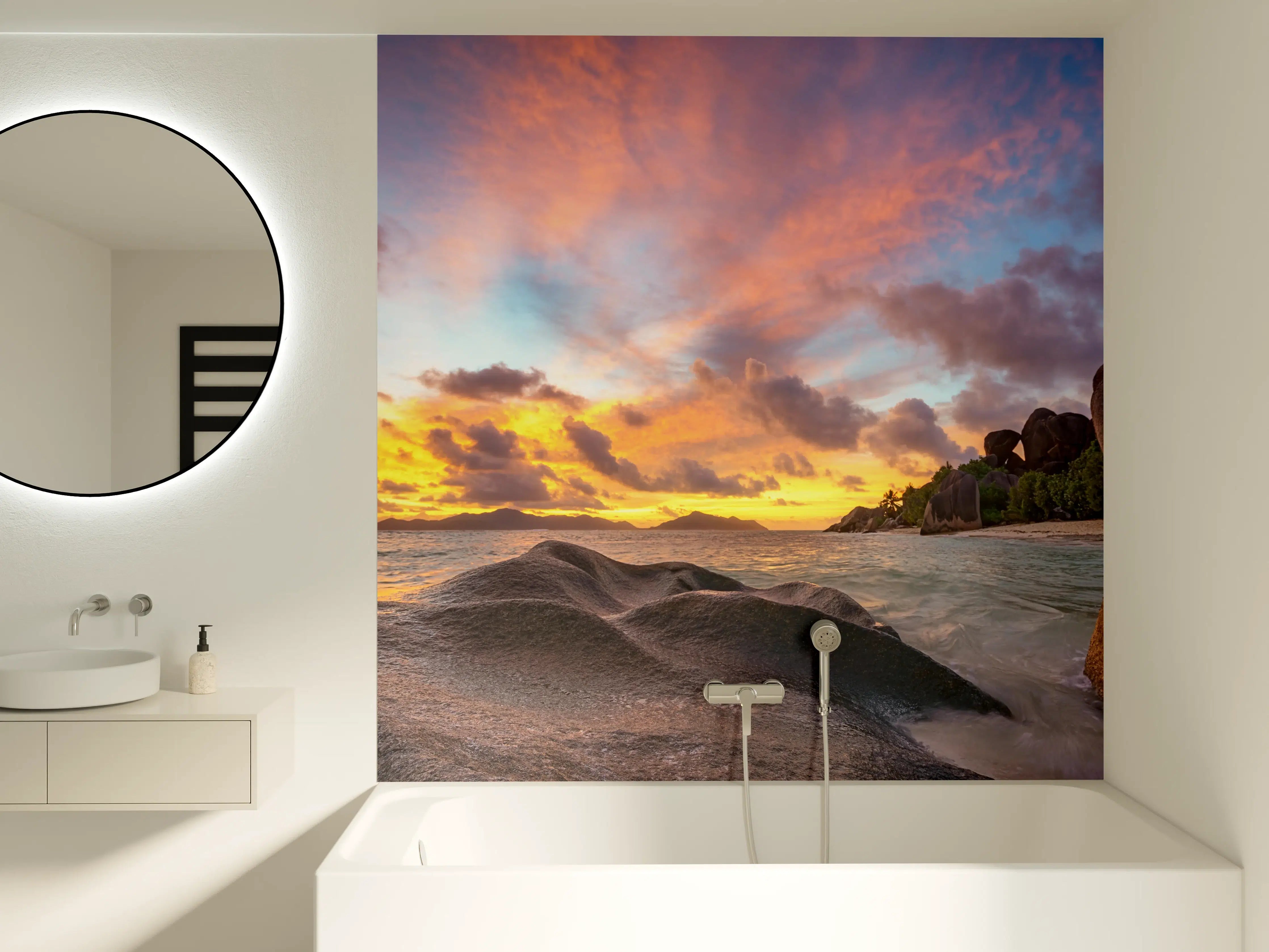 Badewannen-Rückwand - Sonnenuntergang am tropischen Strand