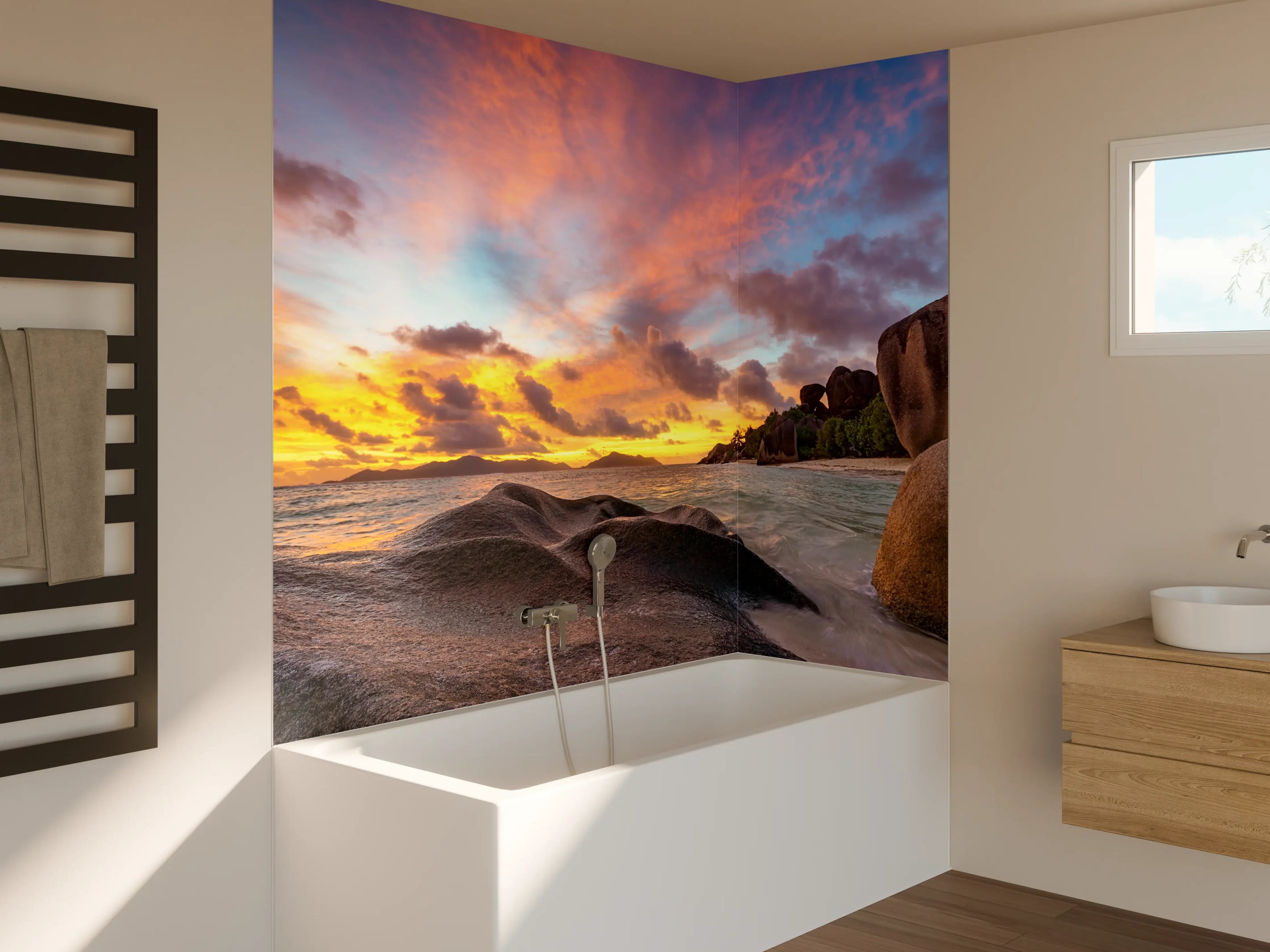 Badewannen-Rückwand - Sonnenuntergang am tropischen Strand