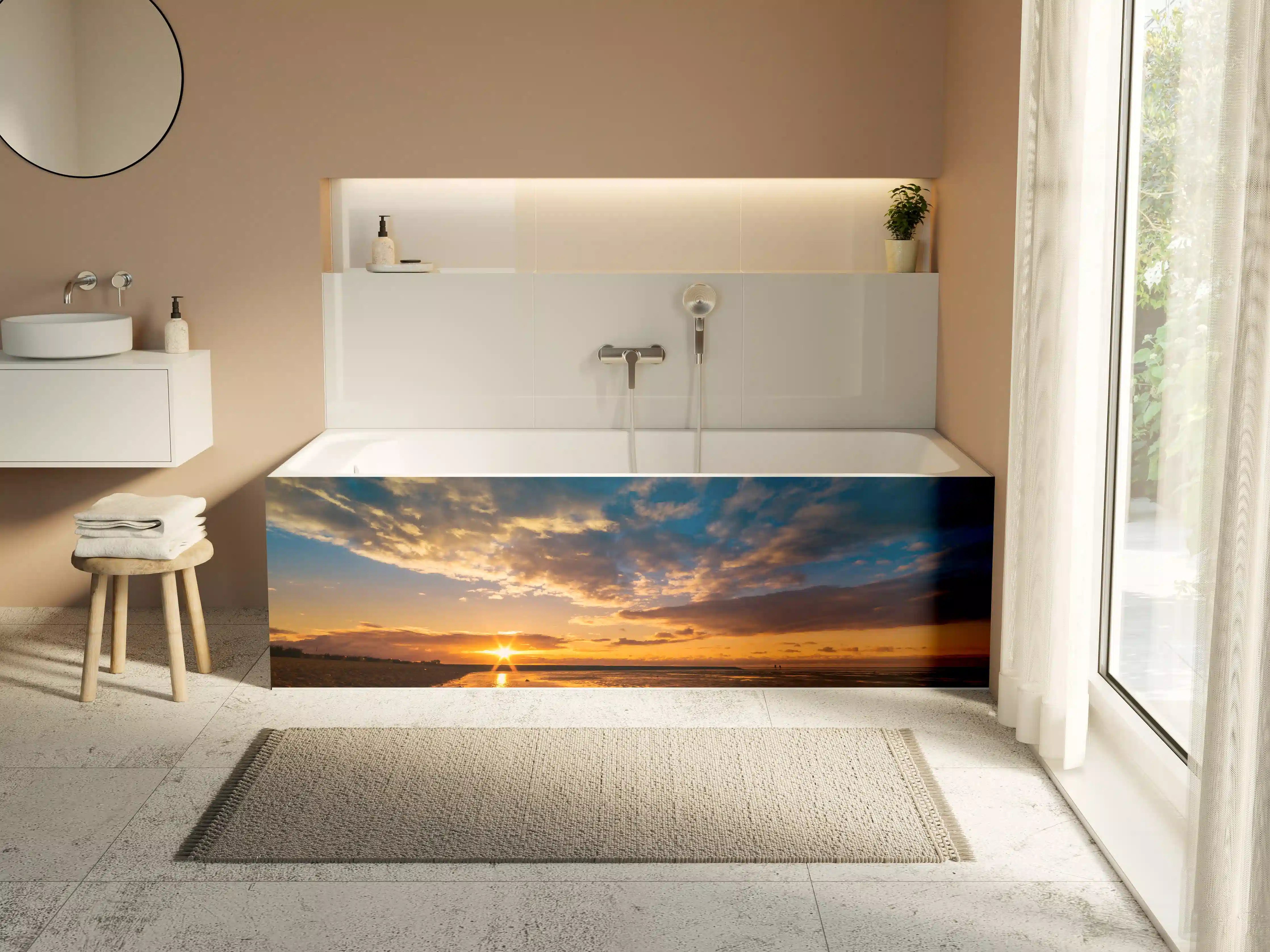 Badewannen-Rückwand - Sonnenuntergang an der Nordsee