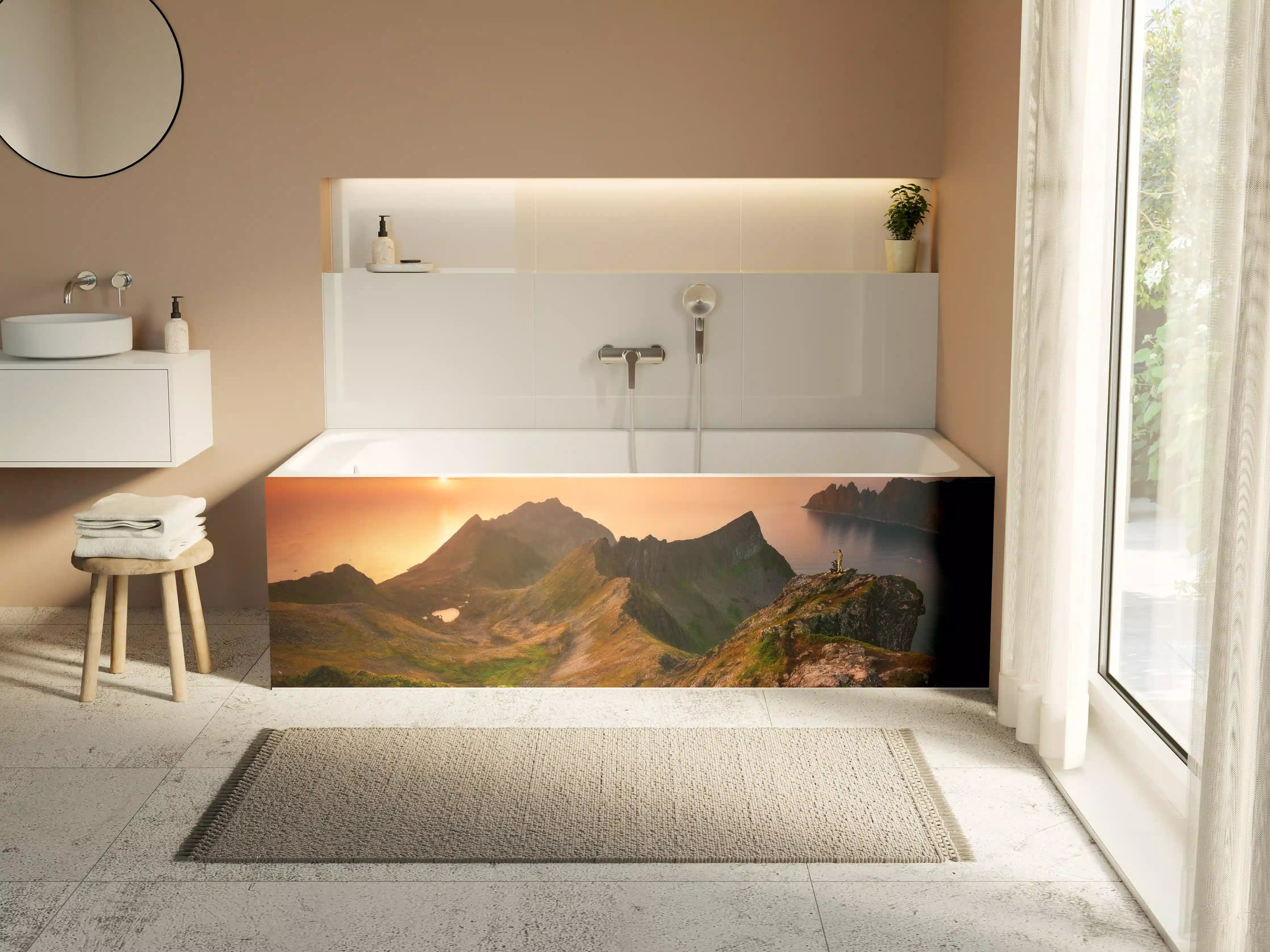 Badewannen-Rückwand - Sonnenuntergang auf der Insel Senja
