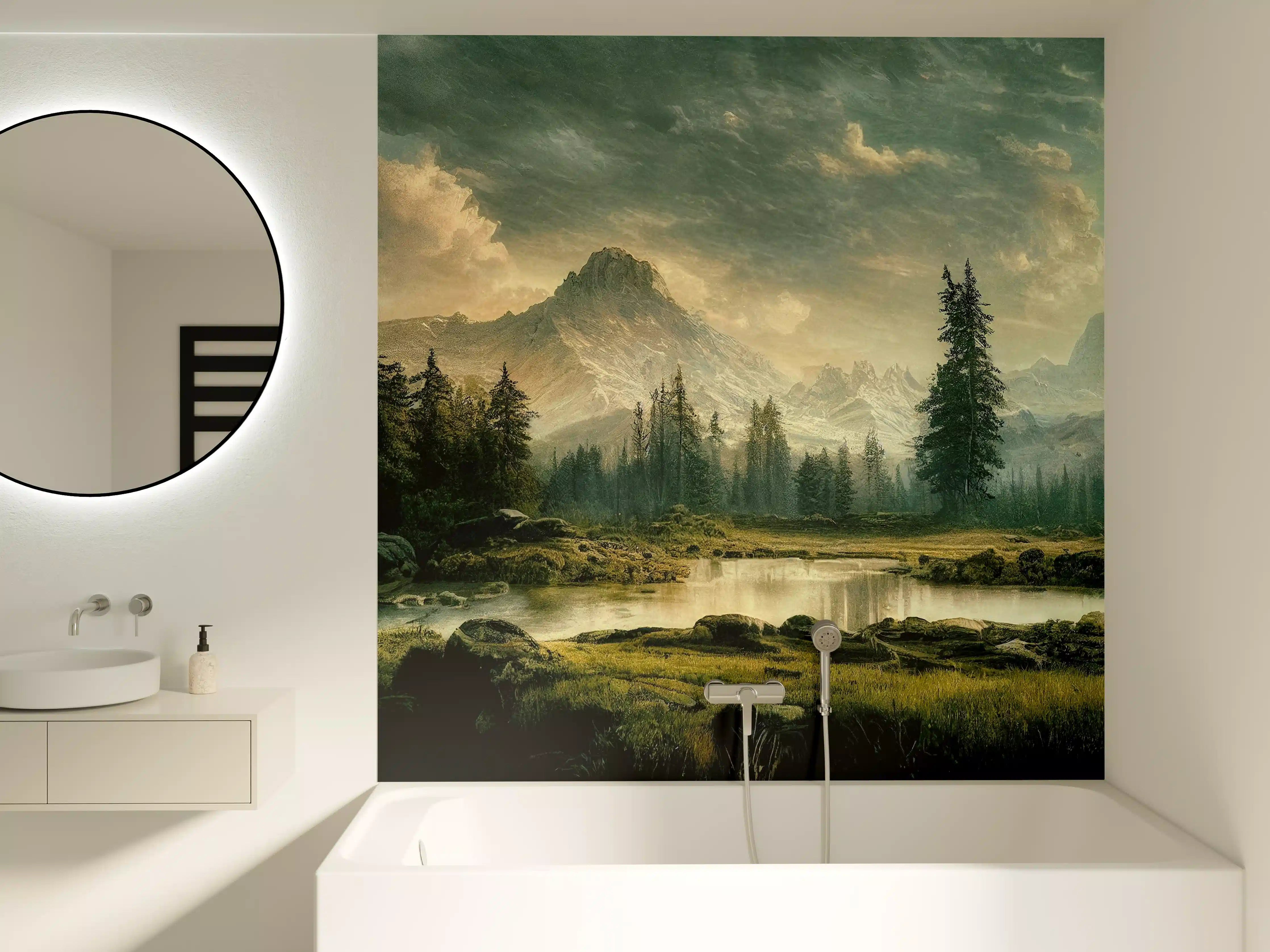 Badewannen-Rückwand - Sonnenuntergang in den Bergen