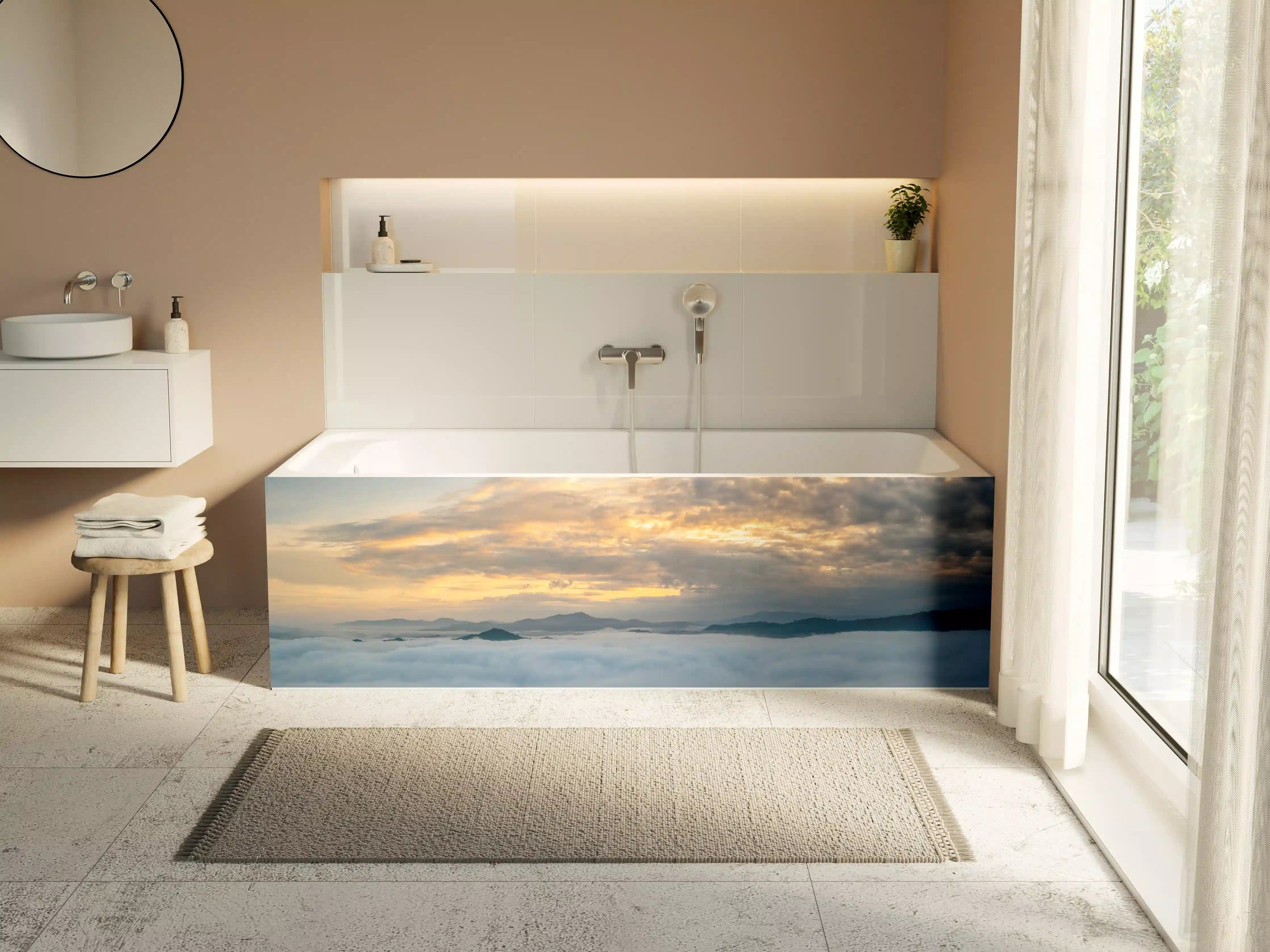 Badewannen-Rückwand - Sonnenuntergang über Wolkenmeer
