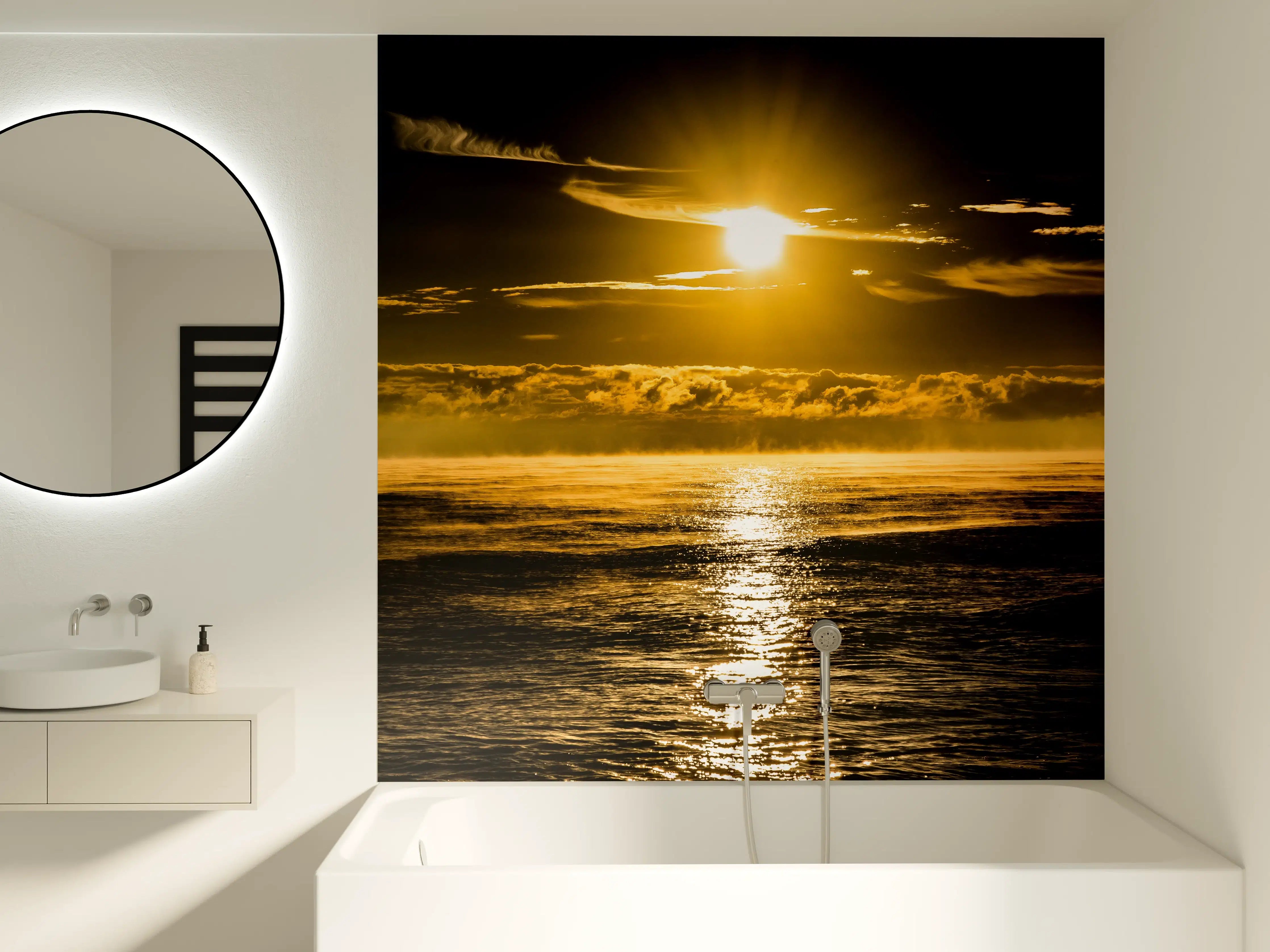 Badewannen-Rückwand - Sonnenuntergang über dem Meer