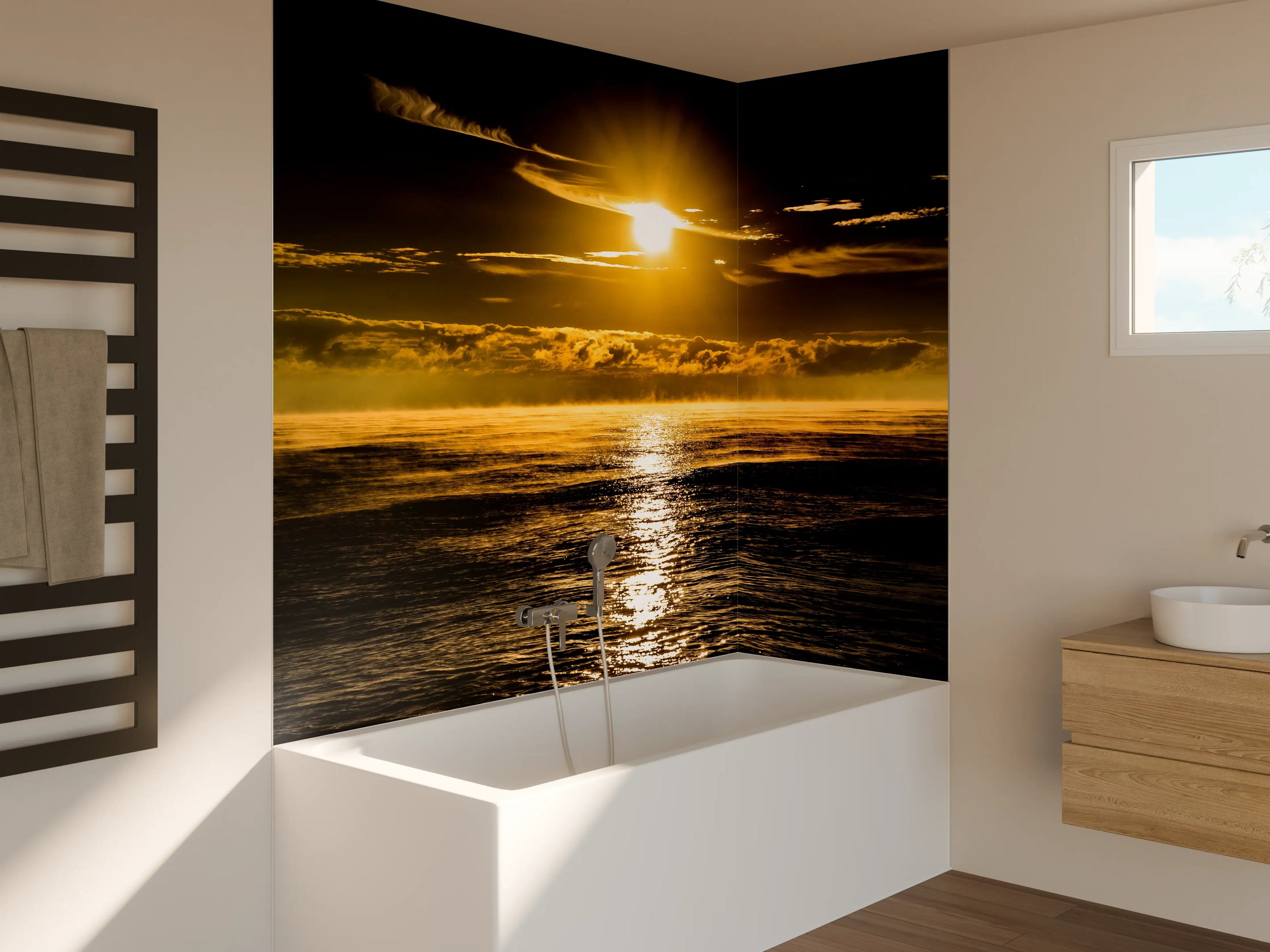 Badewannen-Rückwand - Sonnenuntergang über dem Meer