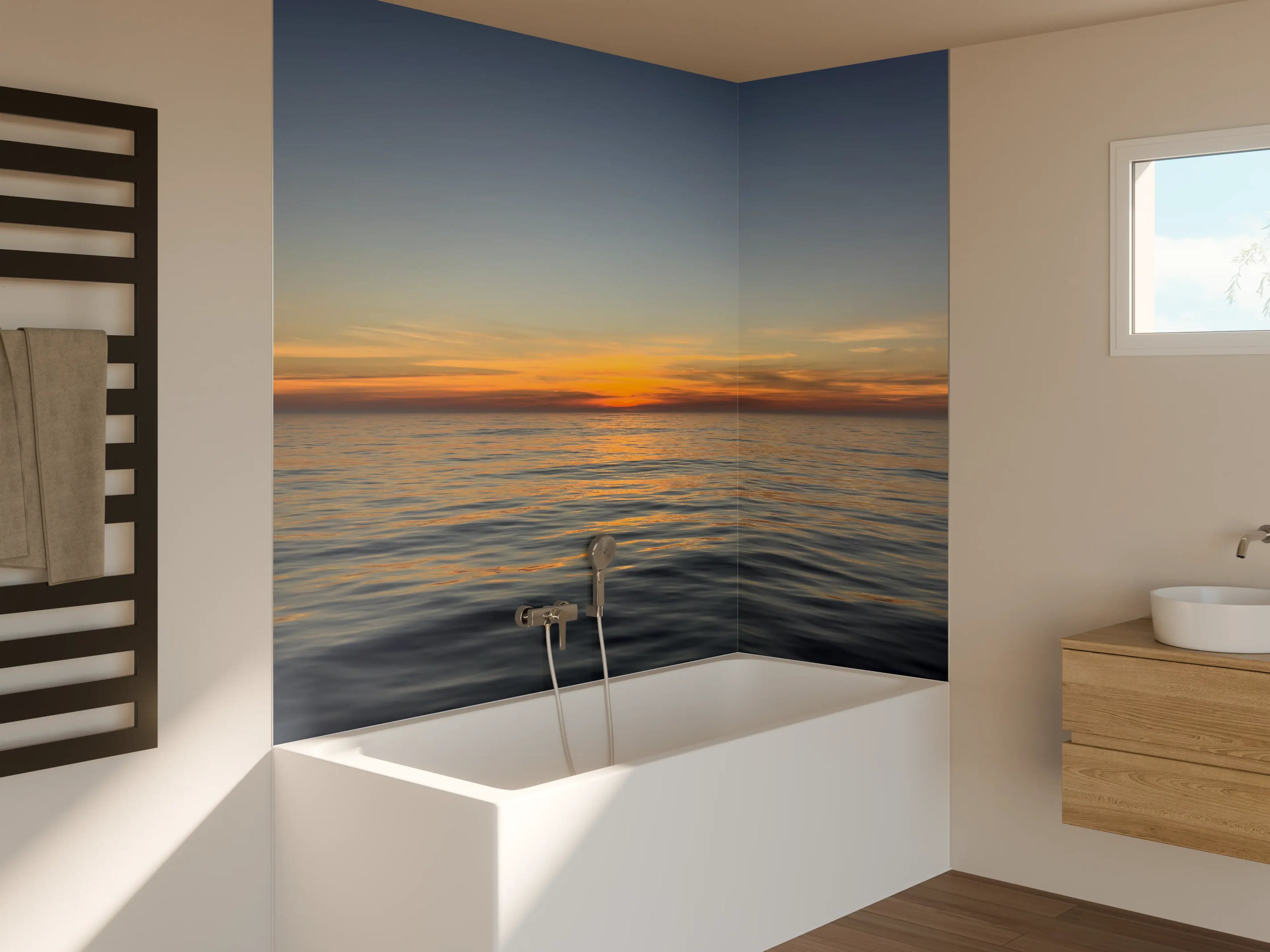 Badewannen-Rückwand - Sonnenuntergang über ruhigem Meer