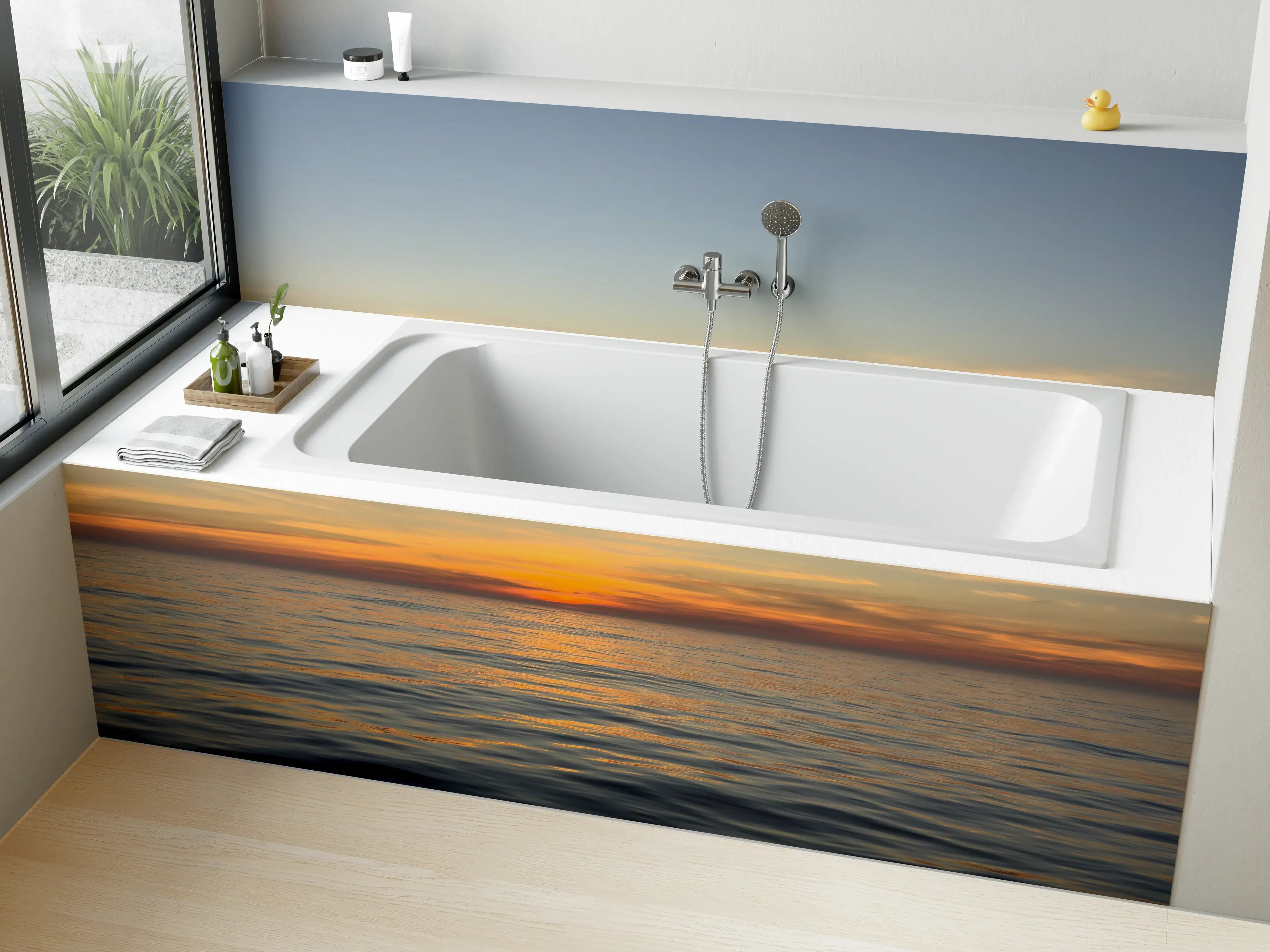 Badewannen-Rückwand - Sonnenuntergang über ruhigem Meer