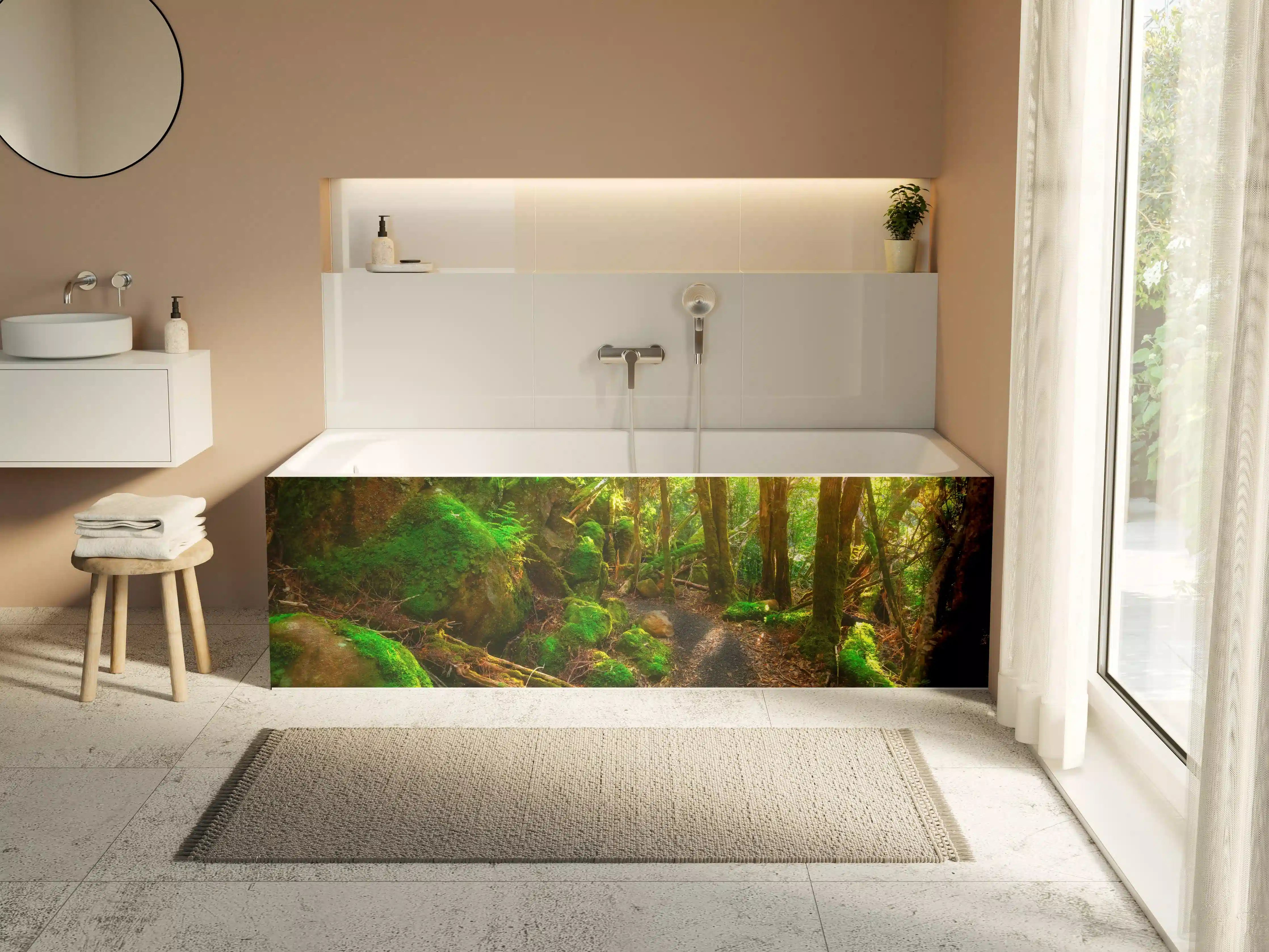 Badewannen-Rückwand - Sonniger Wald in Tasmanien