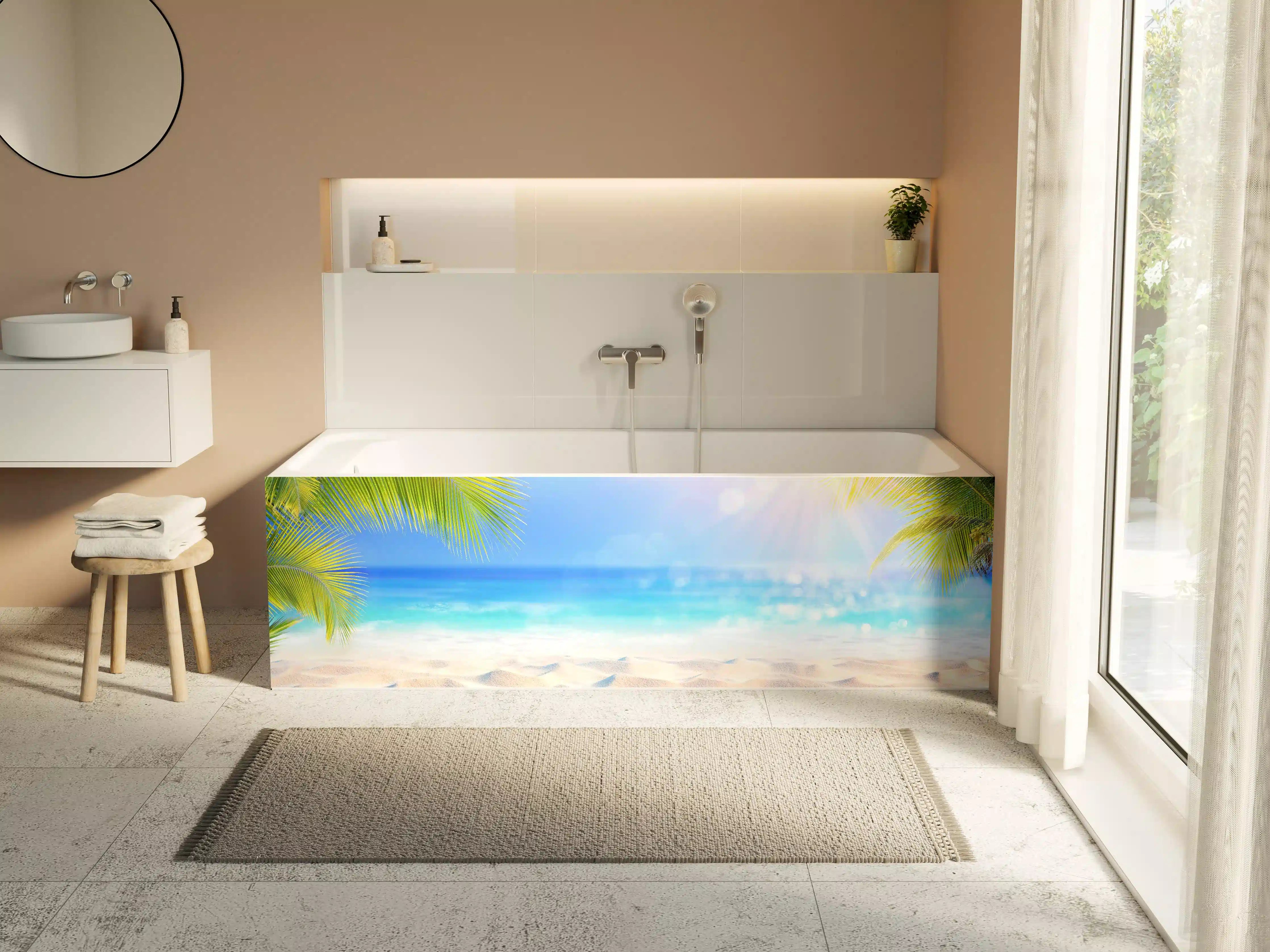 Badewannen-Rückwand - Sonniger tropischer Strand