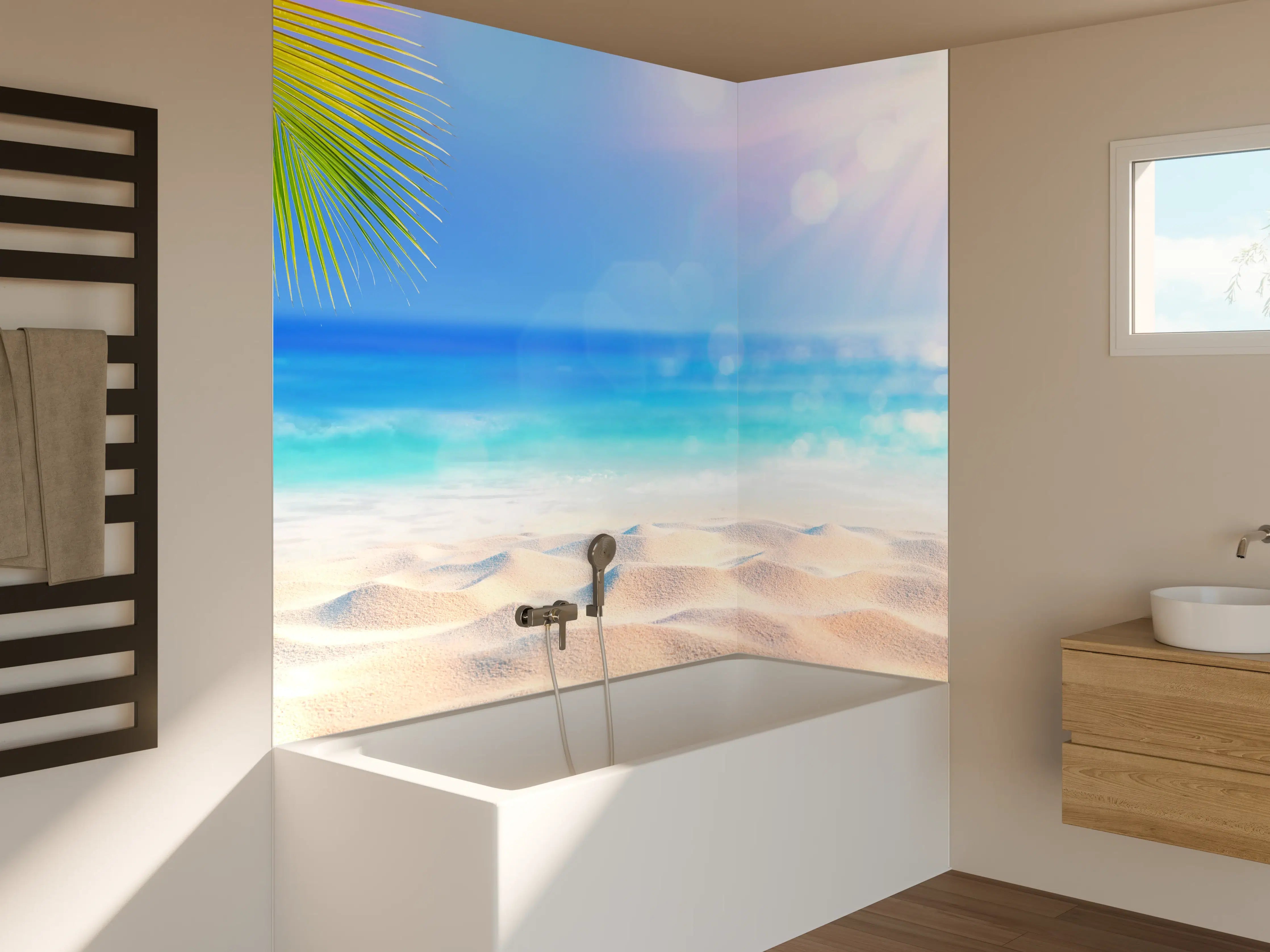 Badewannen-Rückwand - Sonniger tropischer Strand