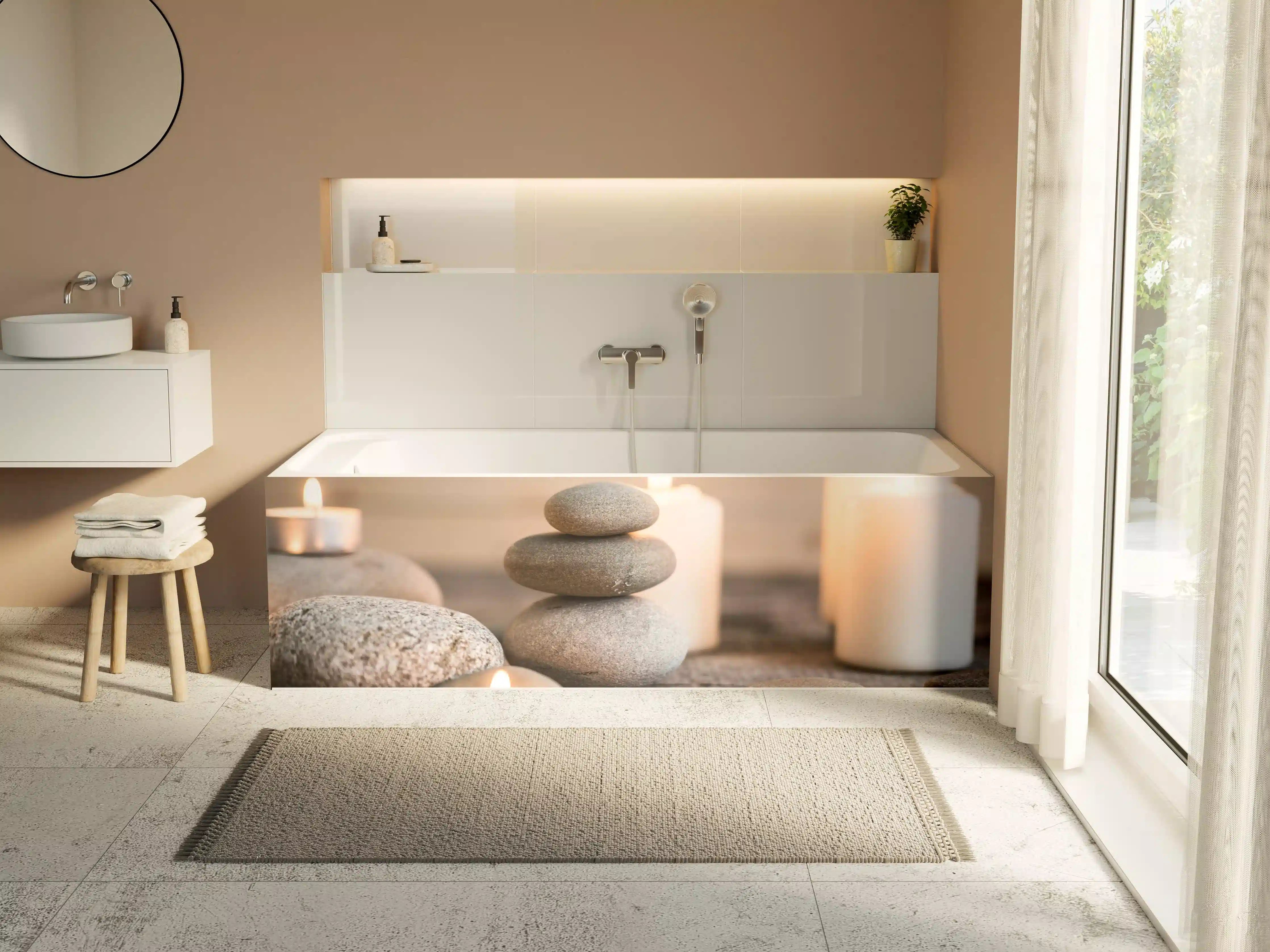 Badewannen-Rückwand - Spa-Stillleben mit Kerzen 