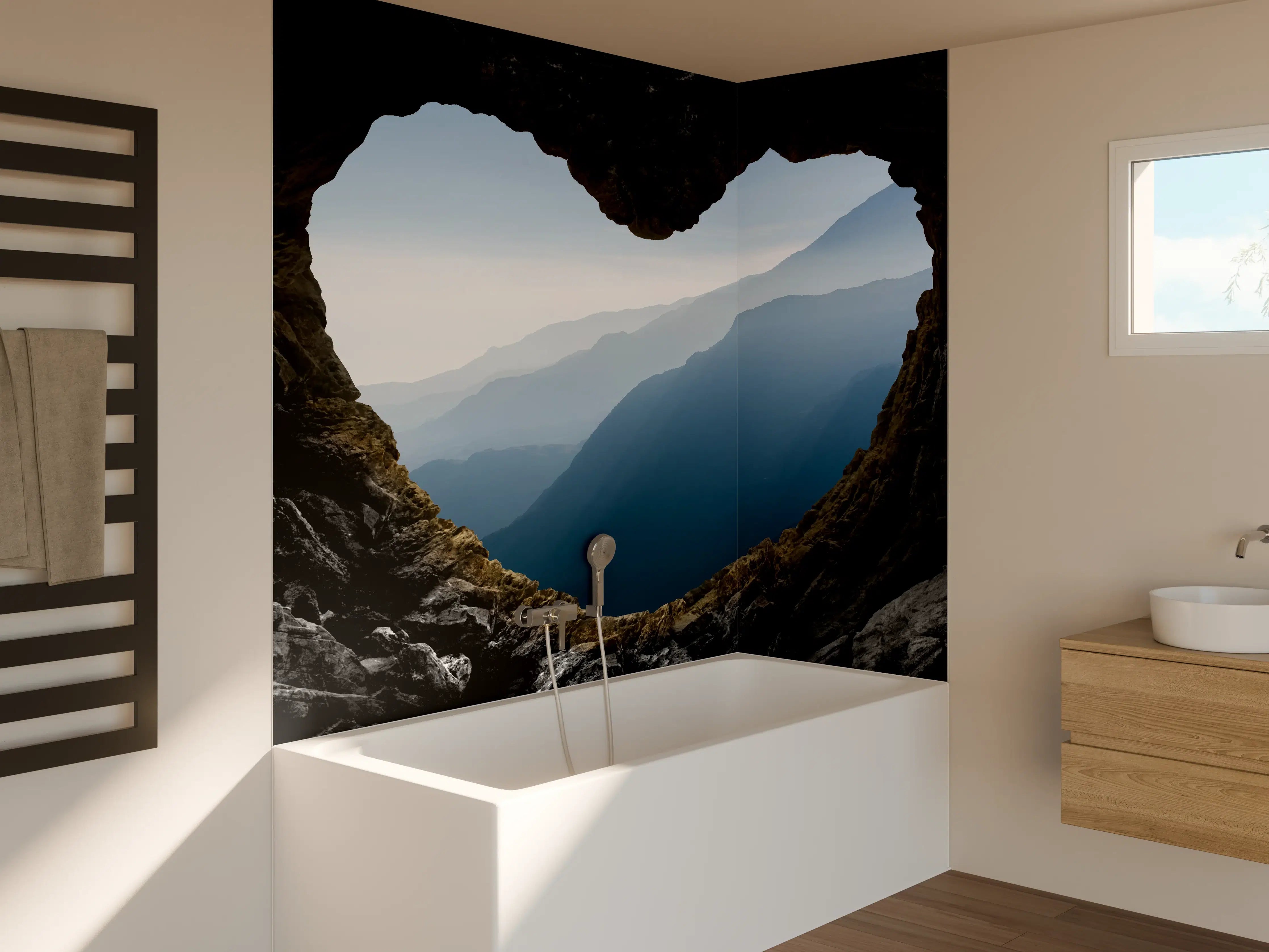 Badewannen-Rückwand - Spektakuläre und mystische Gebirgsschicht