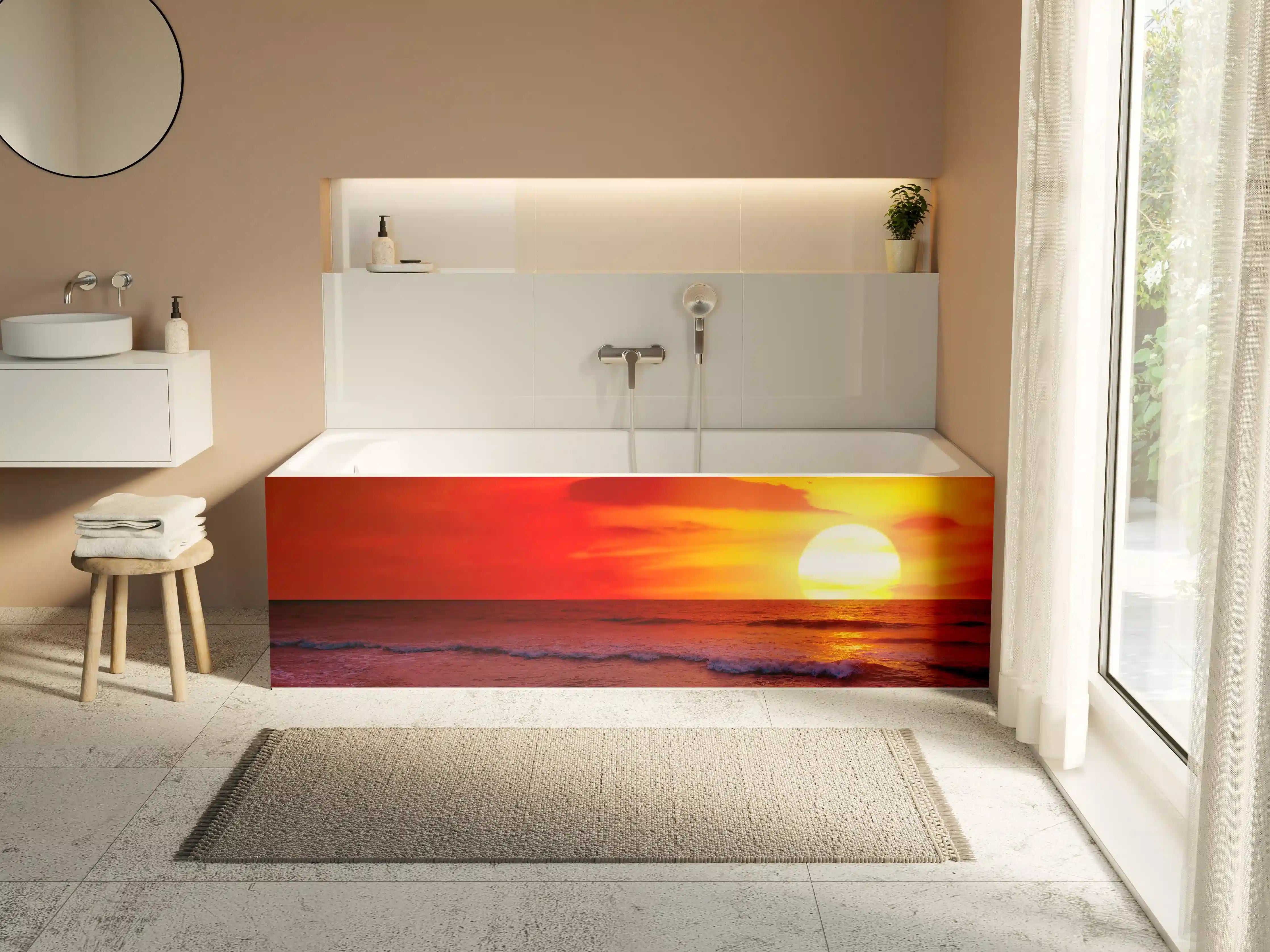Badewannen-Rückwand - Spektakulärer Sonnenuntergang am Meer