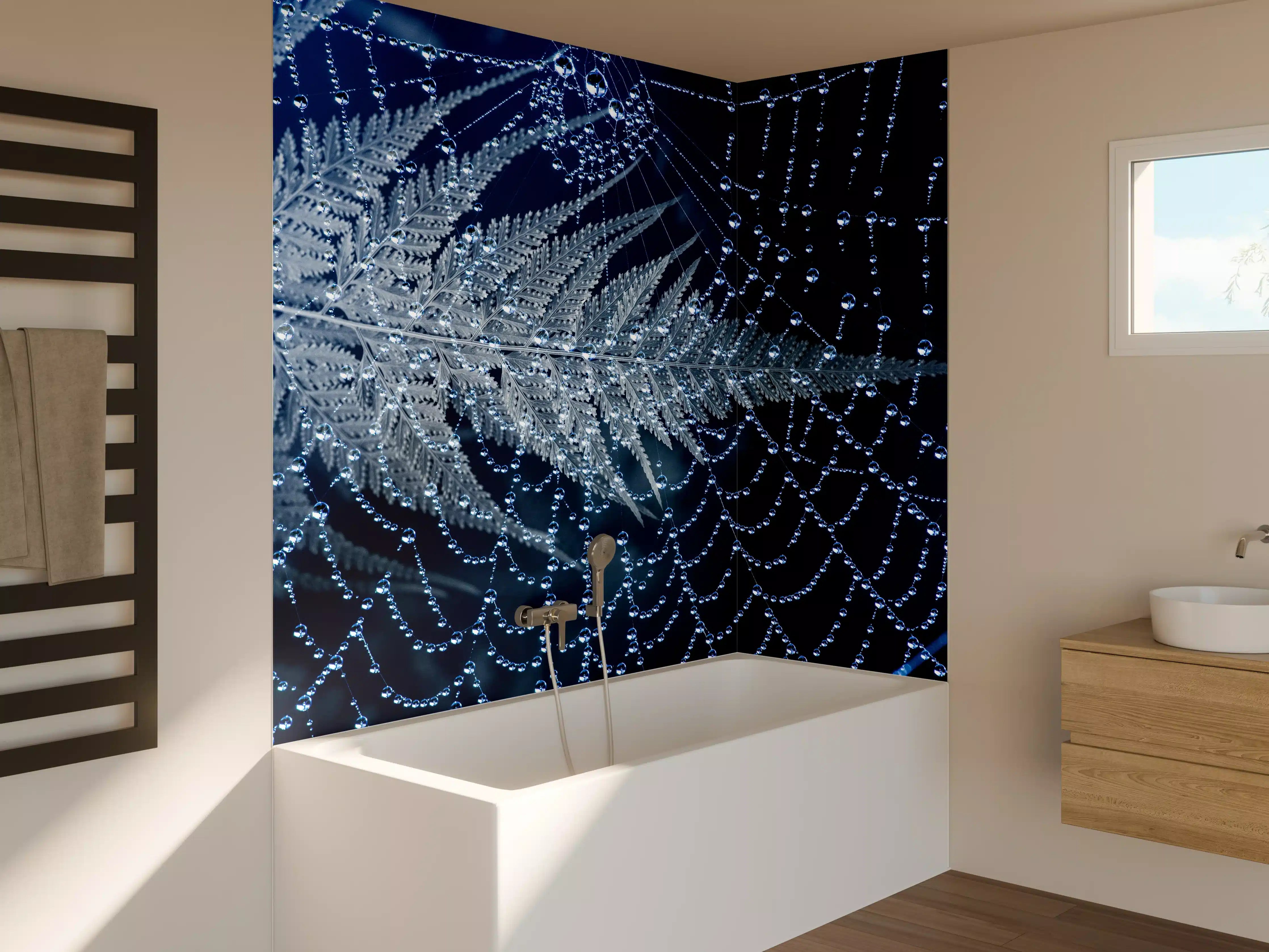 Badewannen-Rückwand - Spinnennetz Tau Morgengrauen