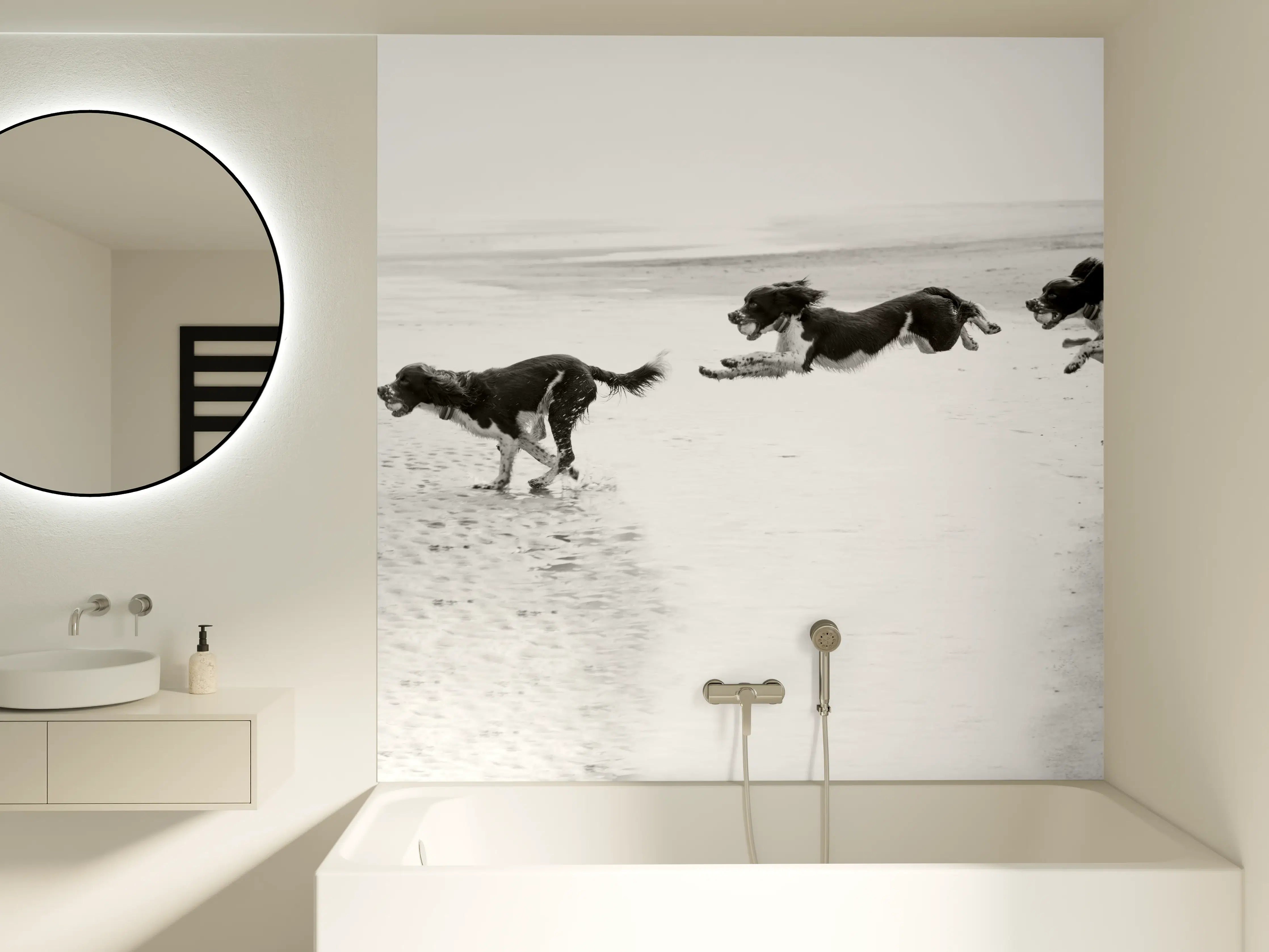 Badewannen-Rückwand - Springer Spaniel beim springen
