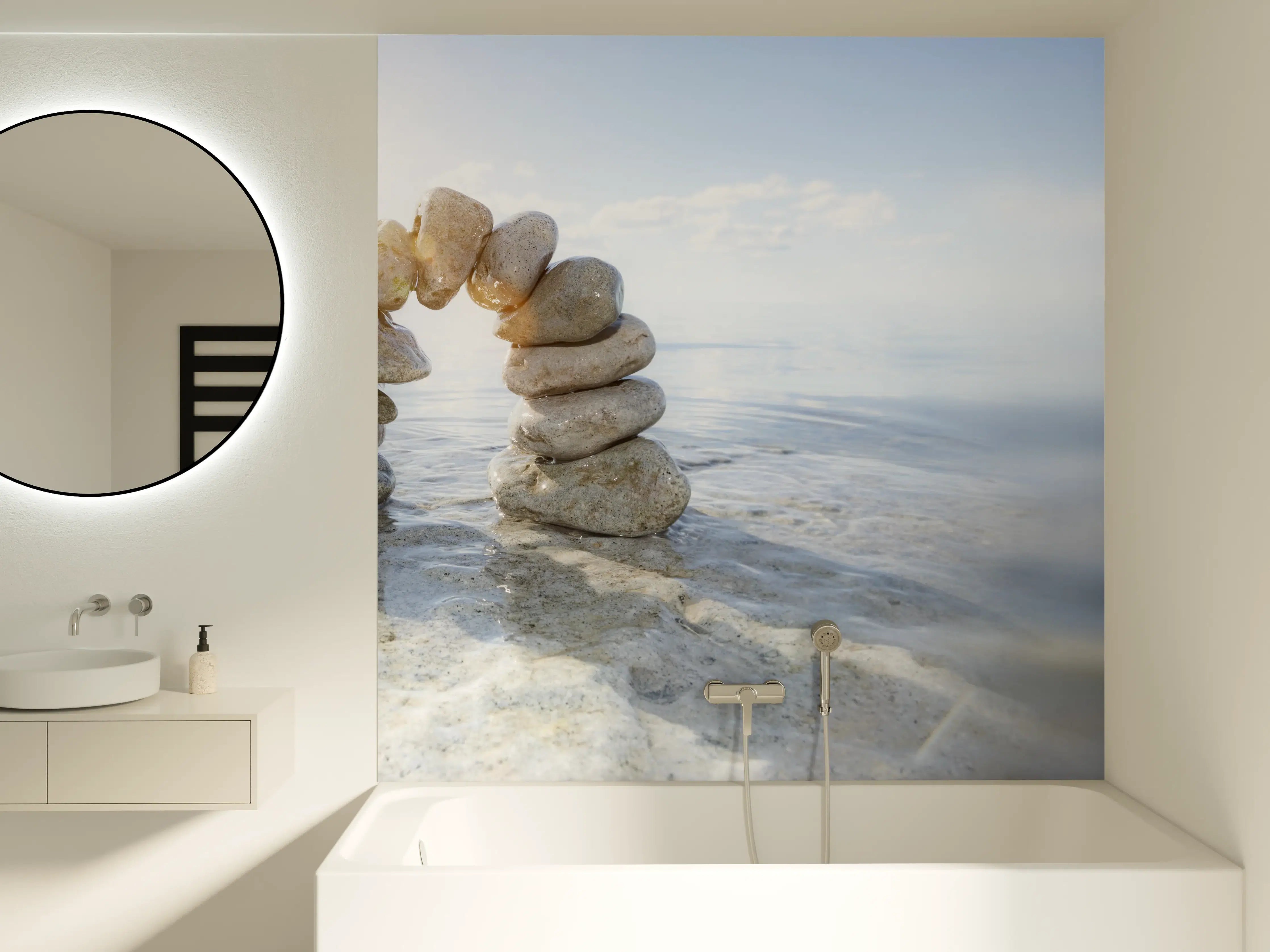 Badewannen-Rückwand - Steinbogen im Wasser