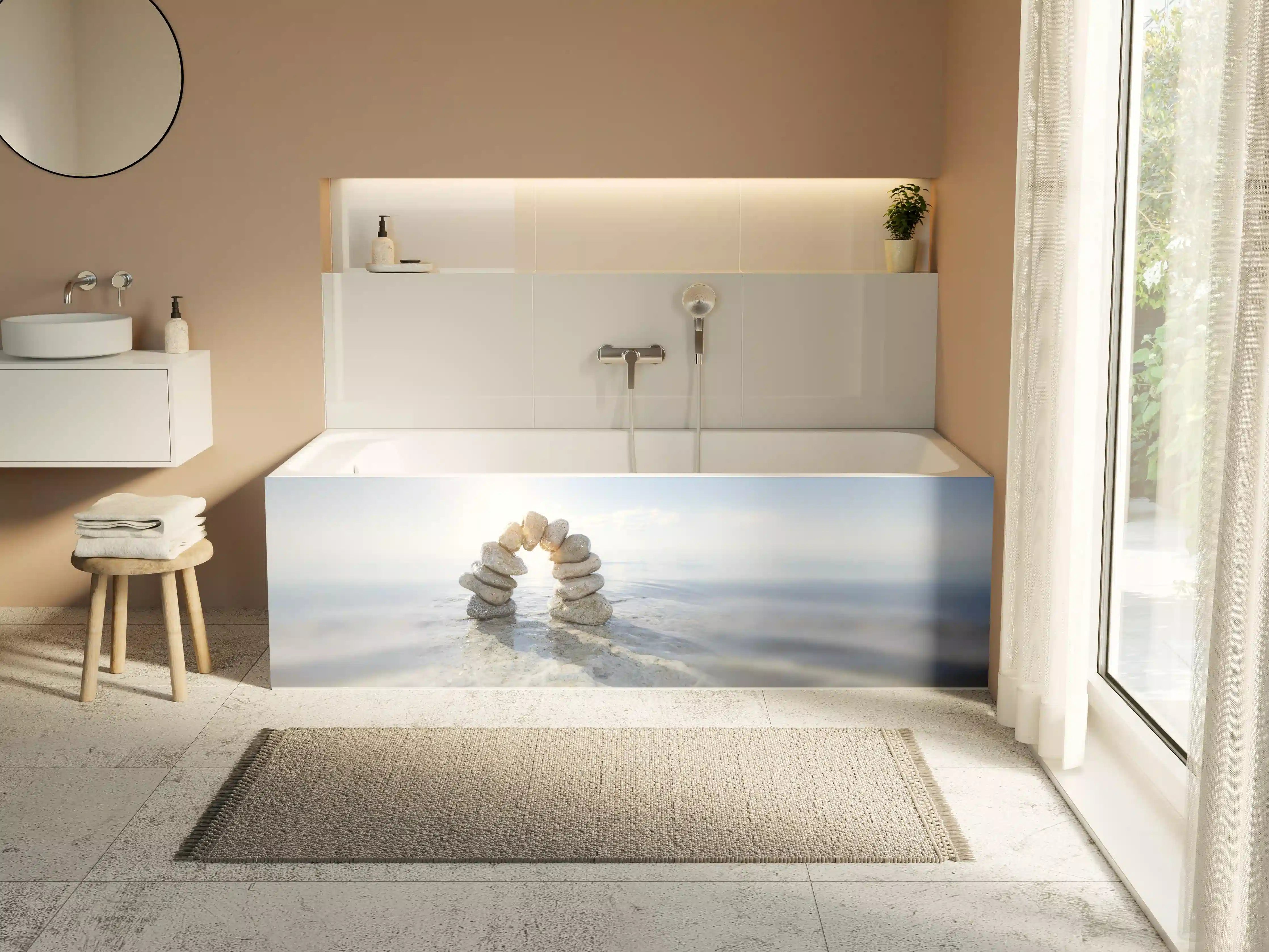 Badewannen-Rückwand - Steinbogen im Wasser