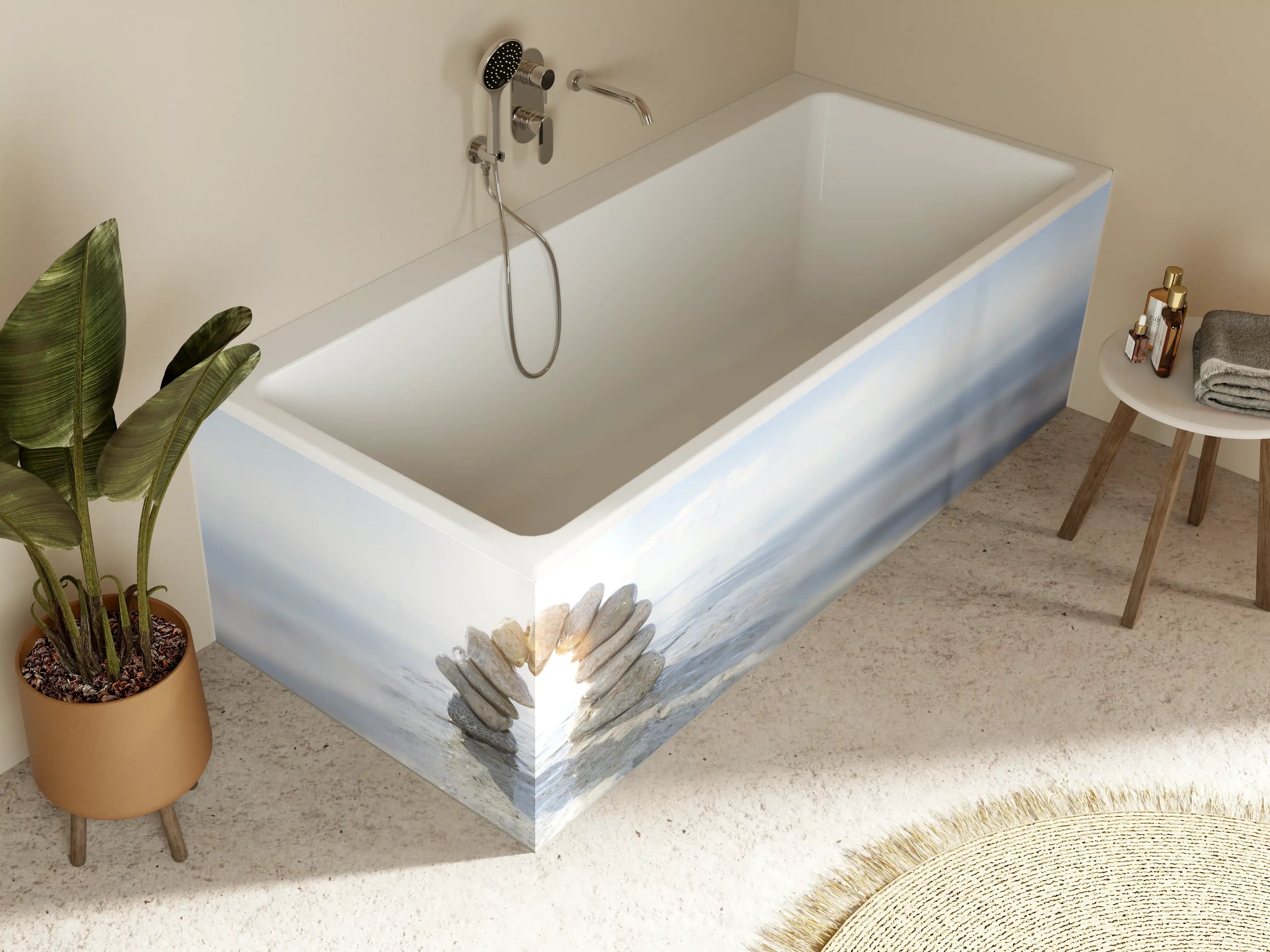 Badewannen-Rückwand - Steinbogen im Wasser