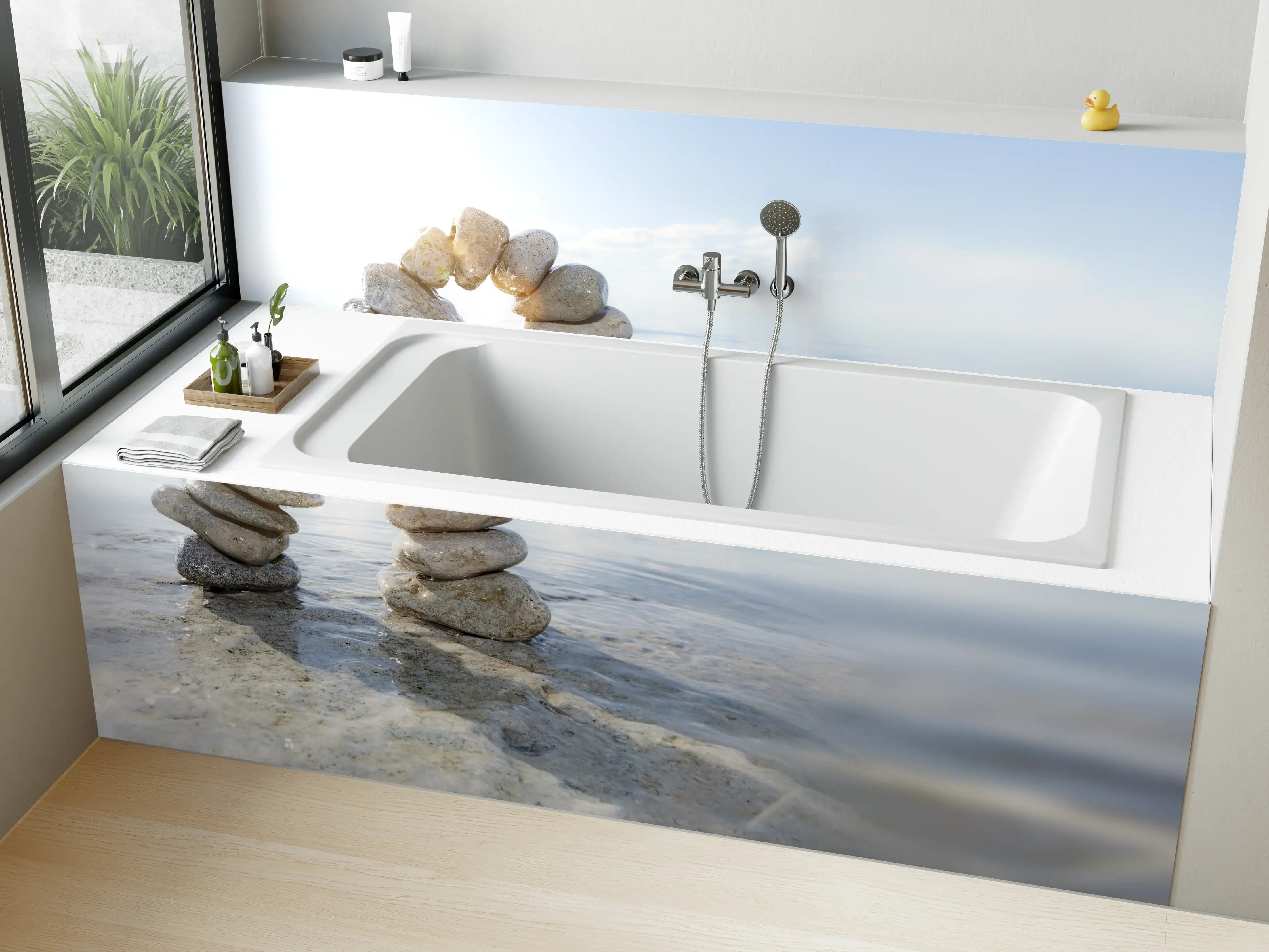 Badewannen-Rückwand - Steinbogen im Wasser