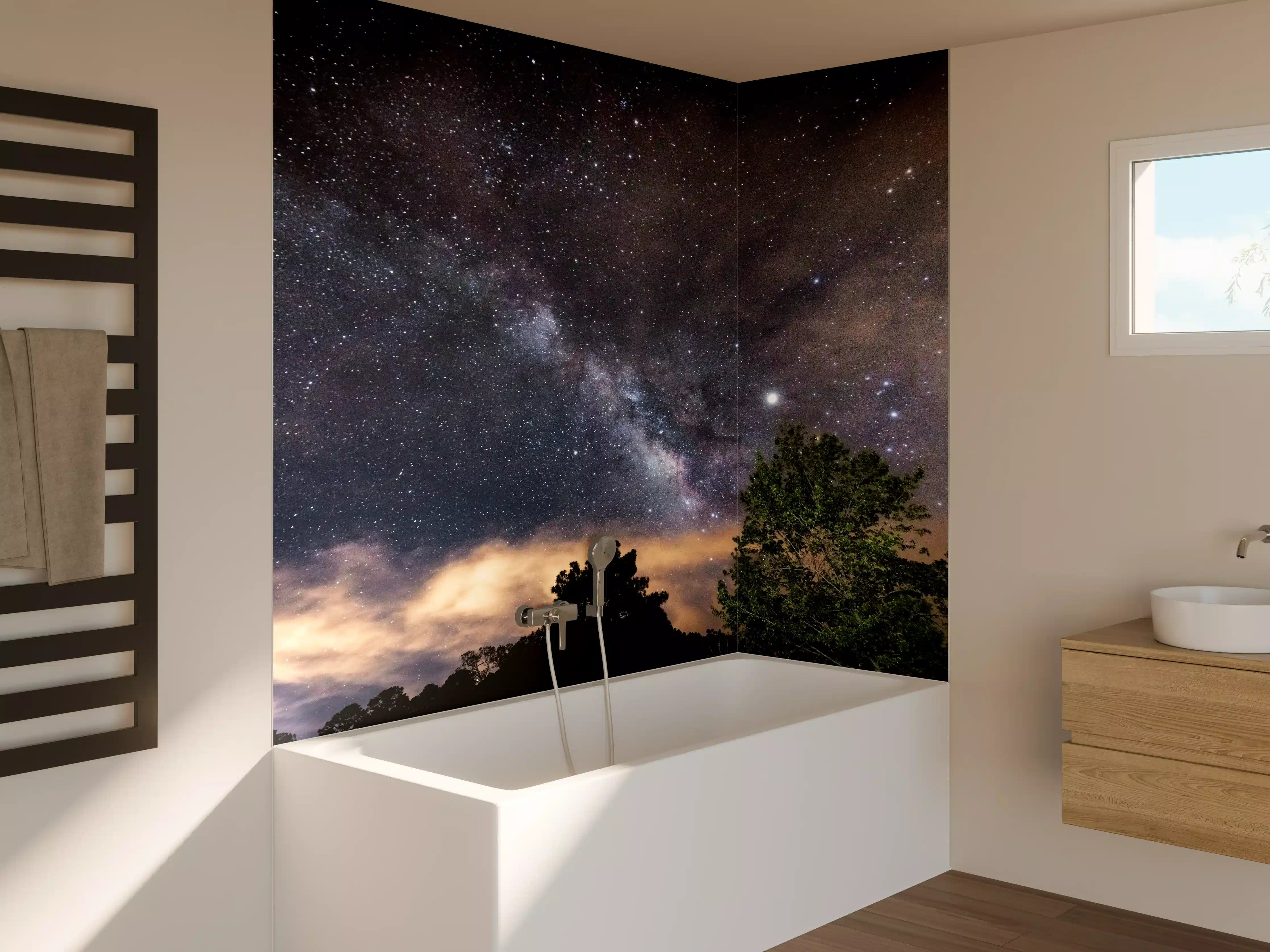 Badewannen-Rückwand - Sterne im Himmel bei Nacht