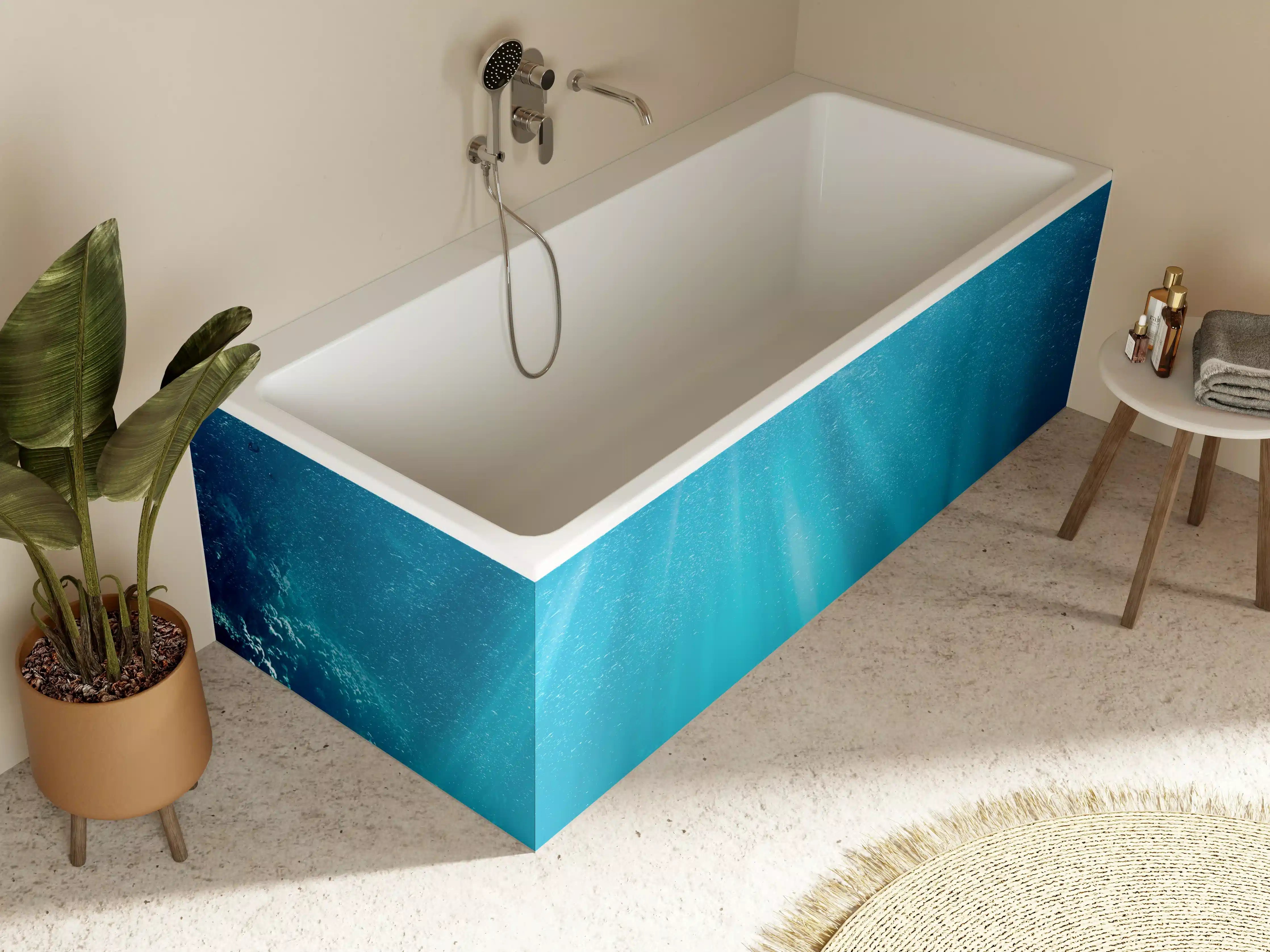 Badewannen-Rückwand - Strahlen durch Wasser