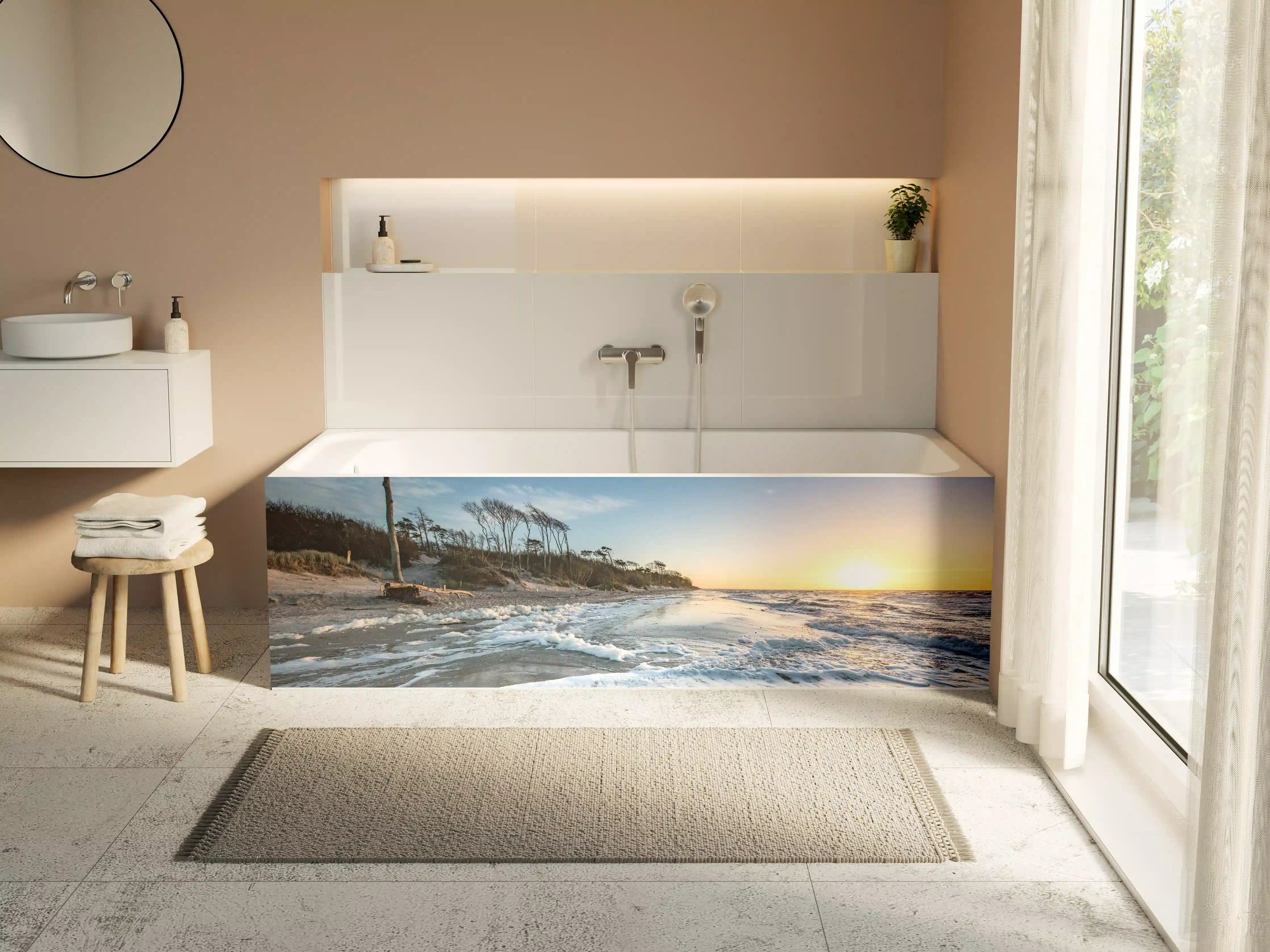 Badewannen-Rückwand - Strand in Rügen bei Sonnenaufgang