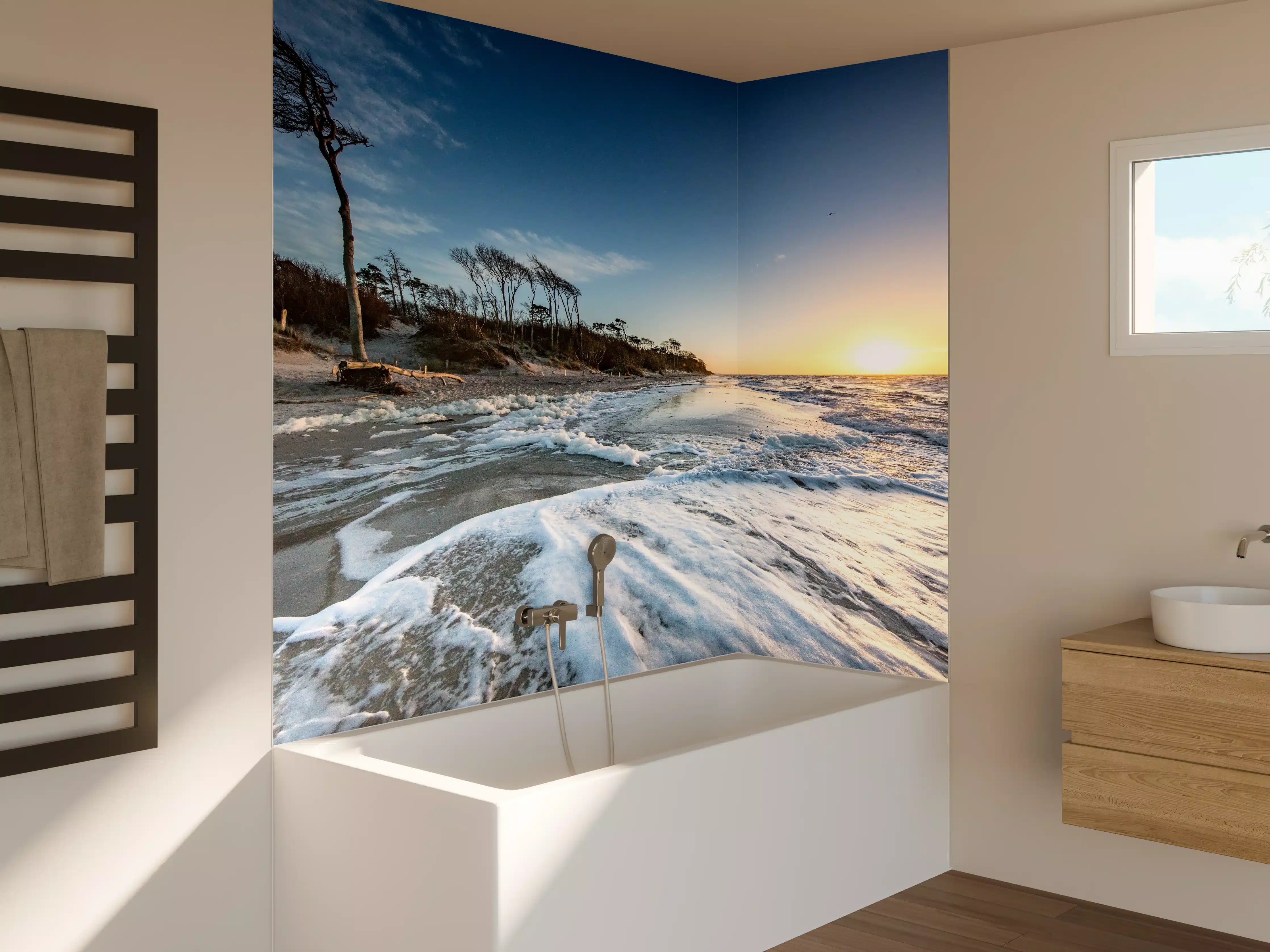 Badewannen-Rückwand - Strand in Rügen bei Sonnenaufgang