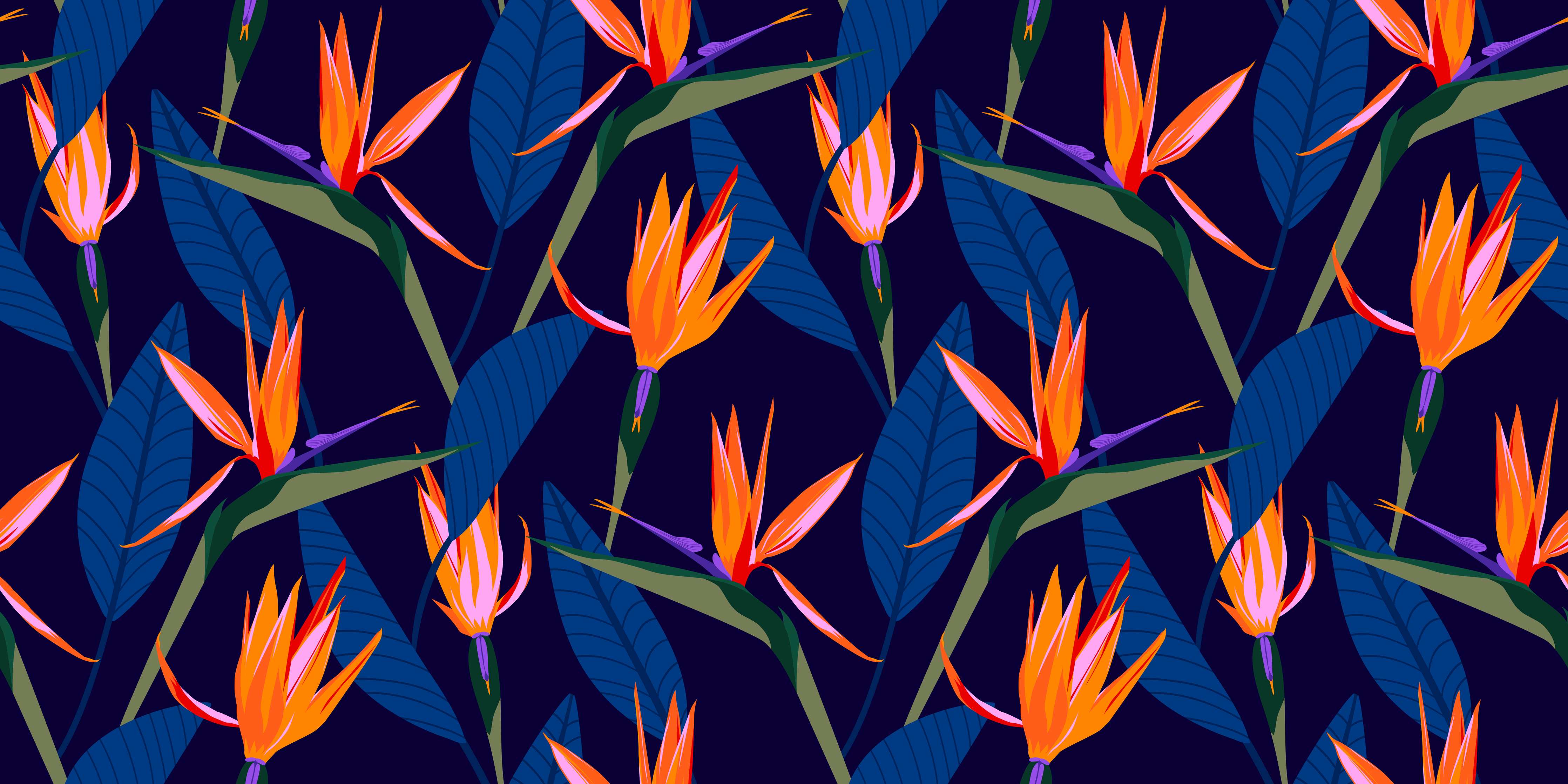 Badewannen-Rückwand-Strelitzia Nacht – Tropische Blumen