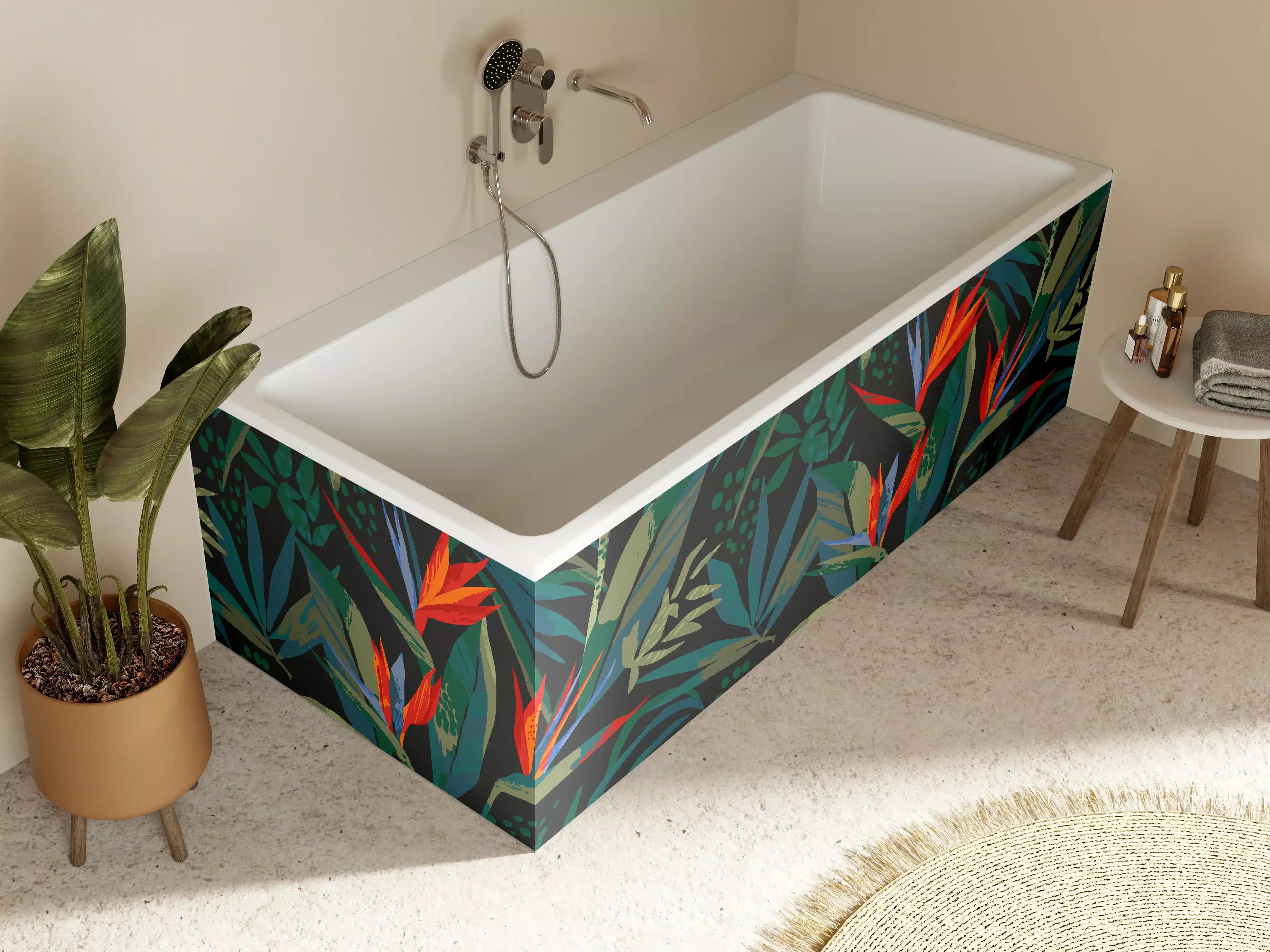 Badewannen-Rückwand - Strelitzia Tropenwald-Motiv