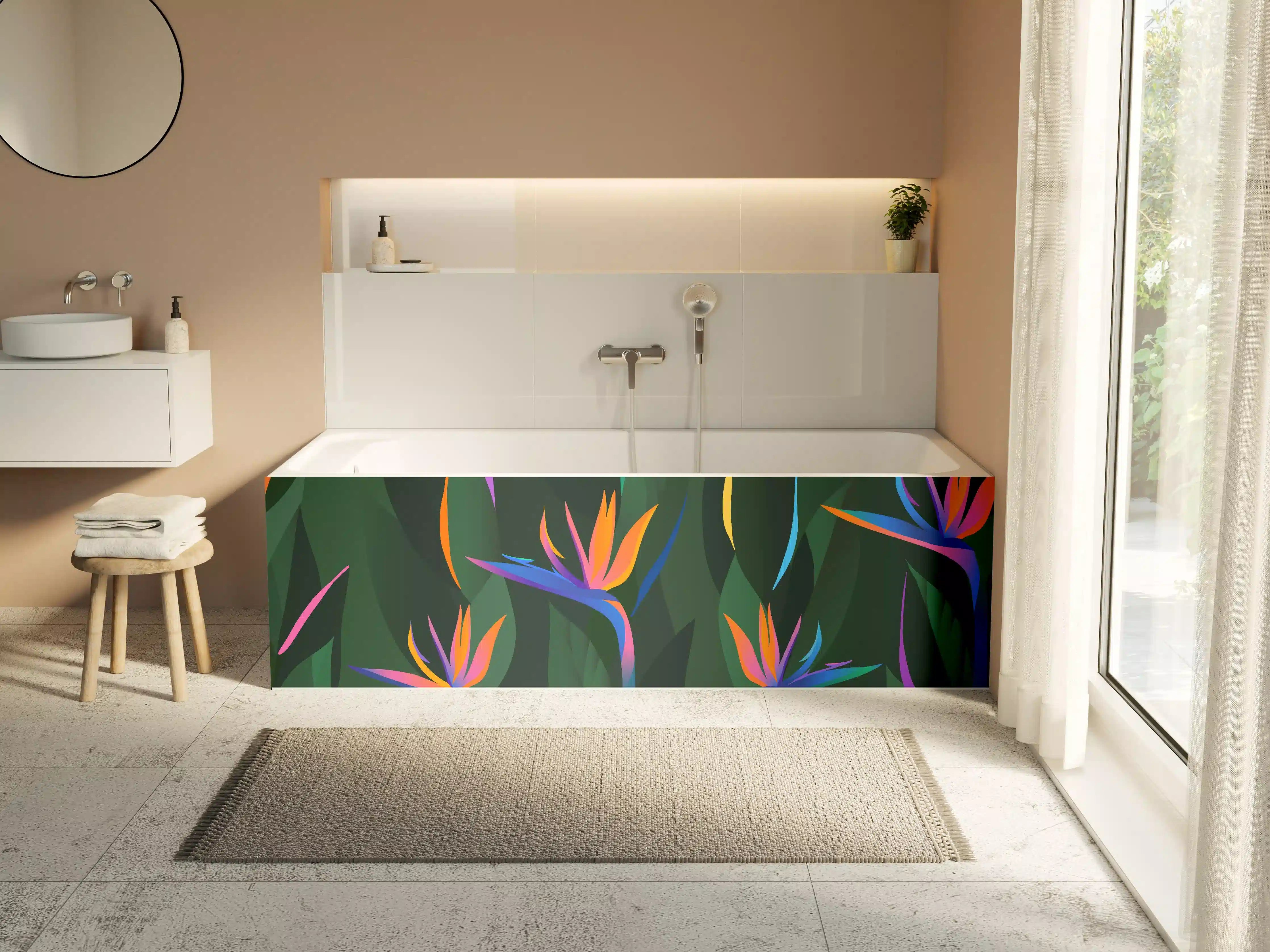 Badewannen-Rückwand - Strelitzia Tropic Grün-Orange