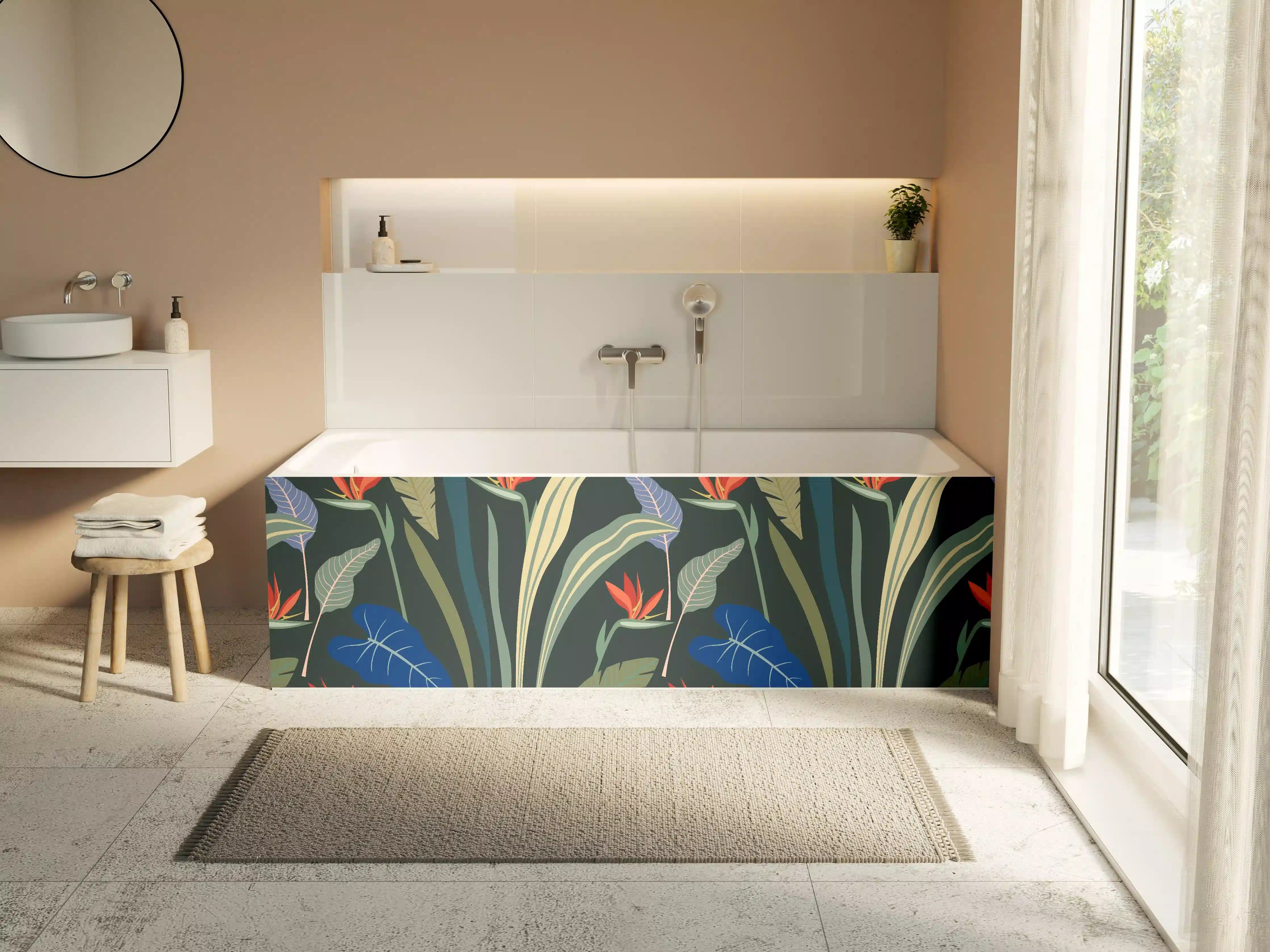 Badewannen-Rückwand - Strelitzia Tropische Blütenpracht