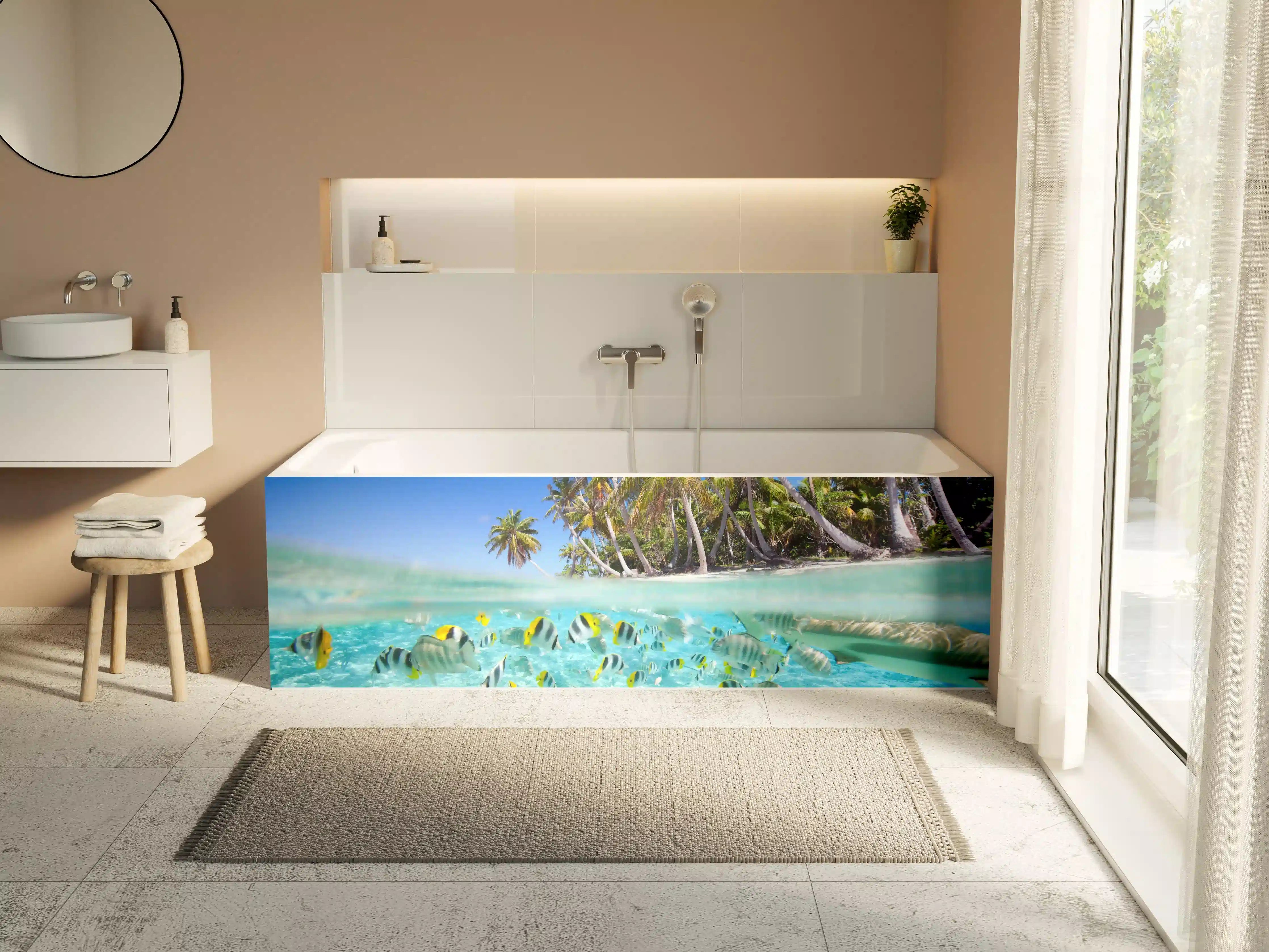 Badewannen-Rückwand - Tahiti - über und unter Wasser