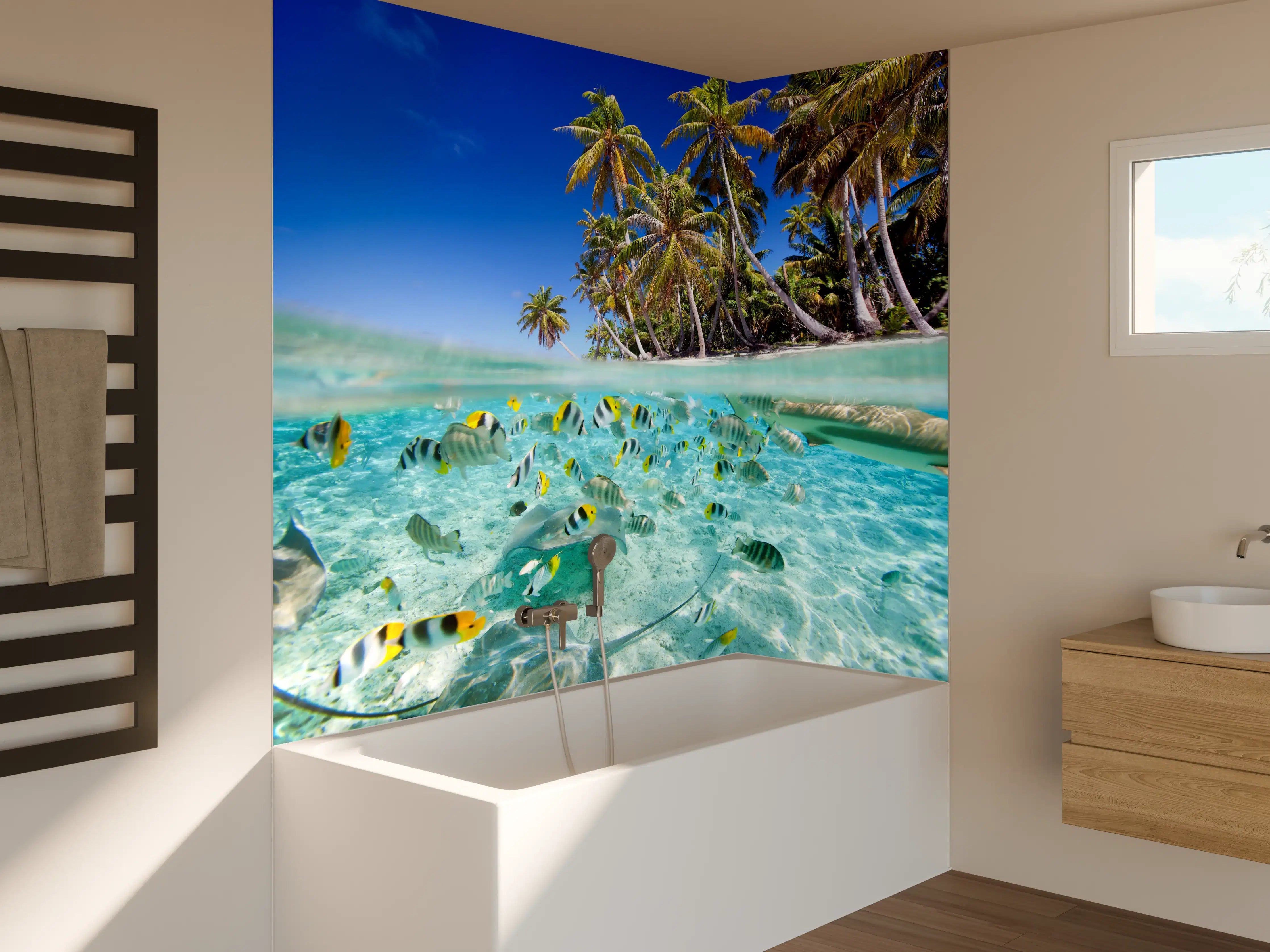 Badewannen-Rückwand - Tahiti - über und unter Wasser