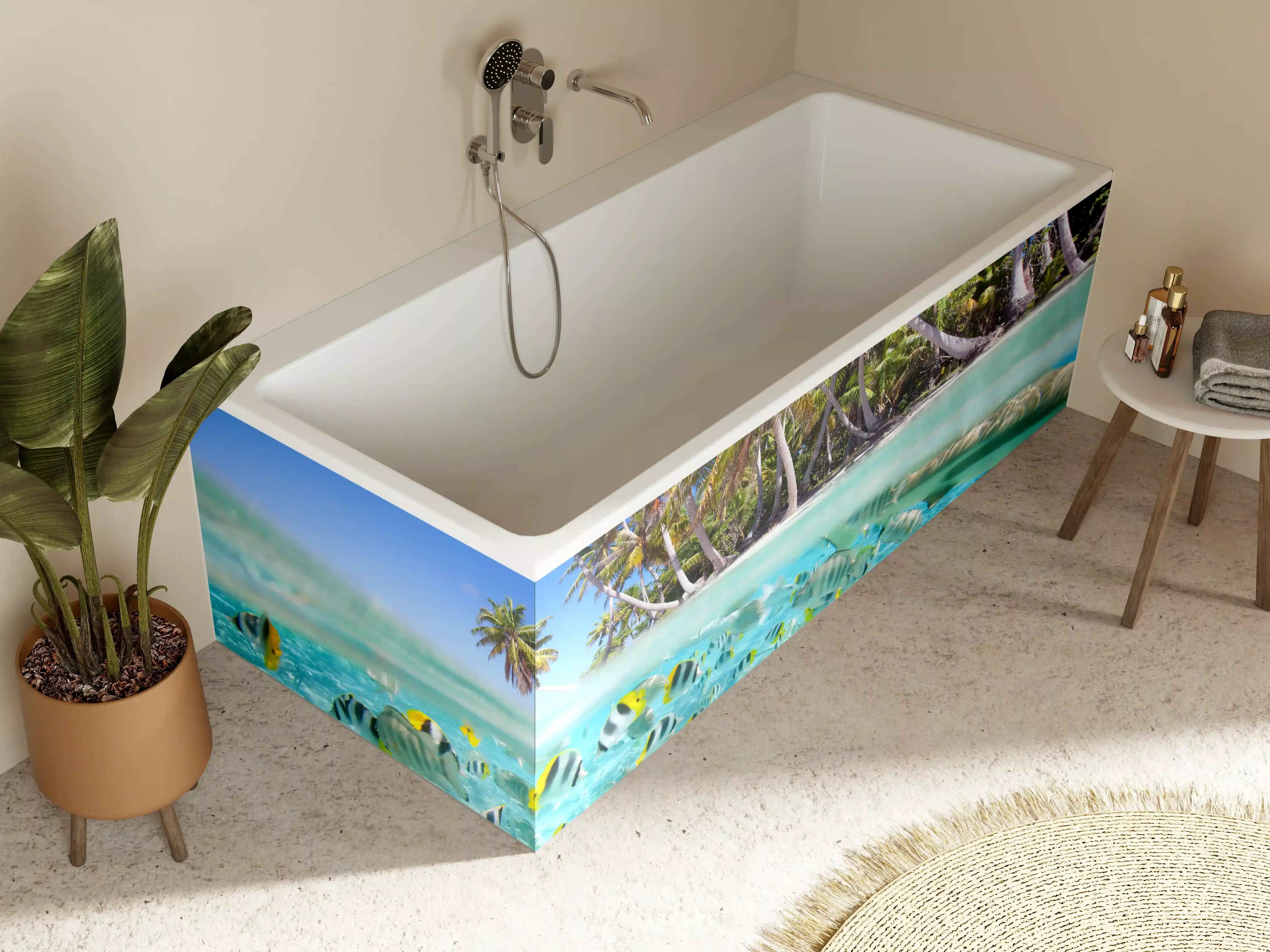 Badewannen-Rückwand - Tahiti - über und unter Wasser