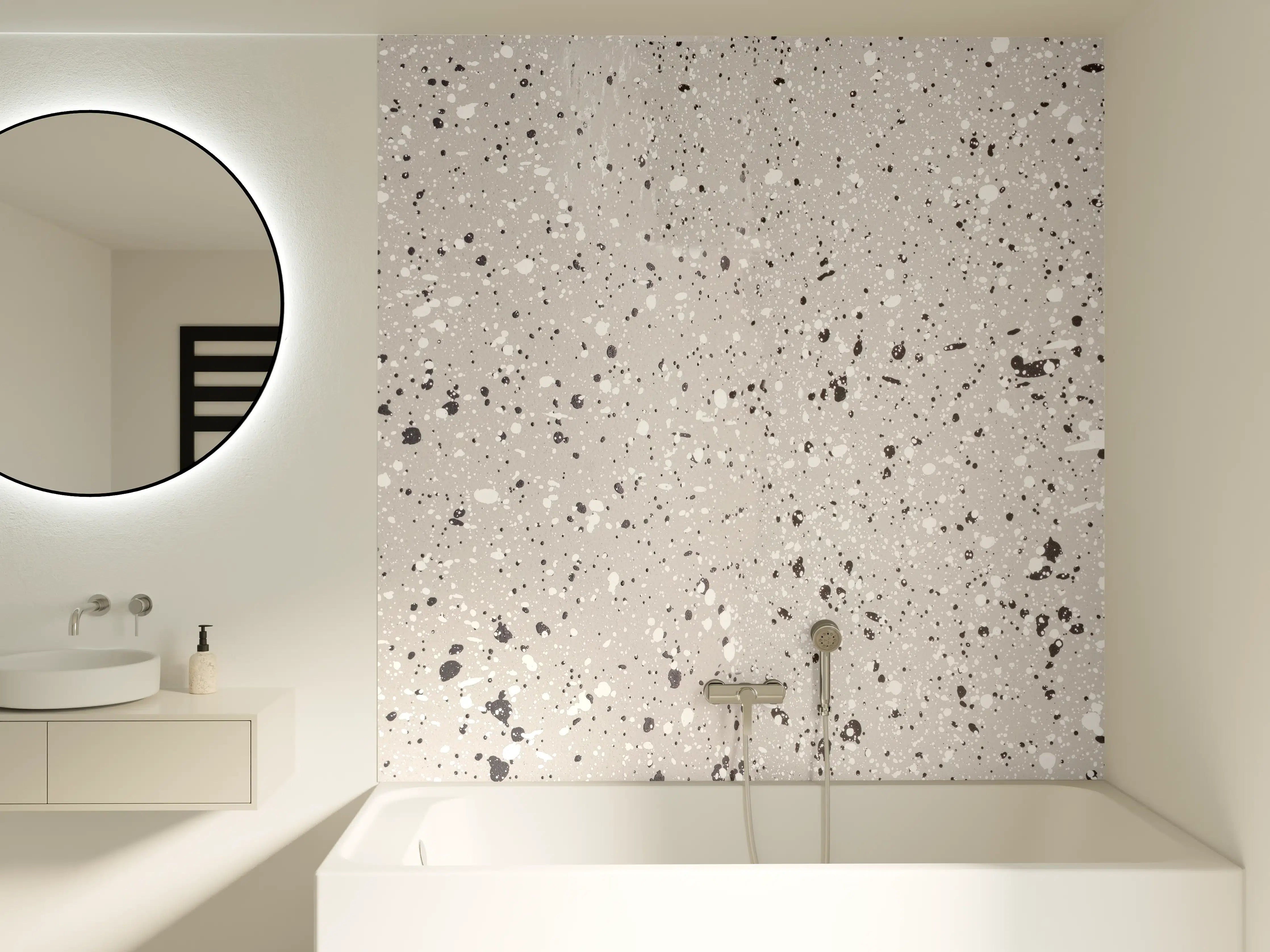 Badewannen-Rückwand - Terazzo Stein Textur - Nahaufnahme