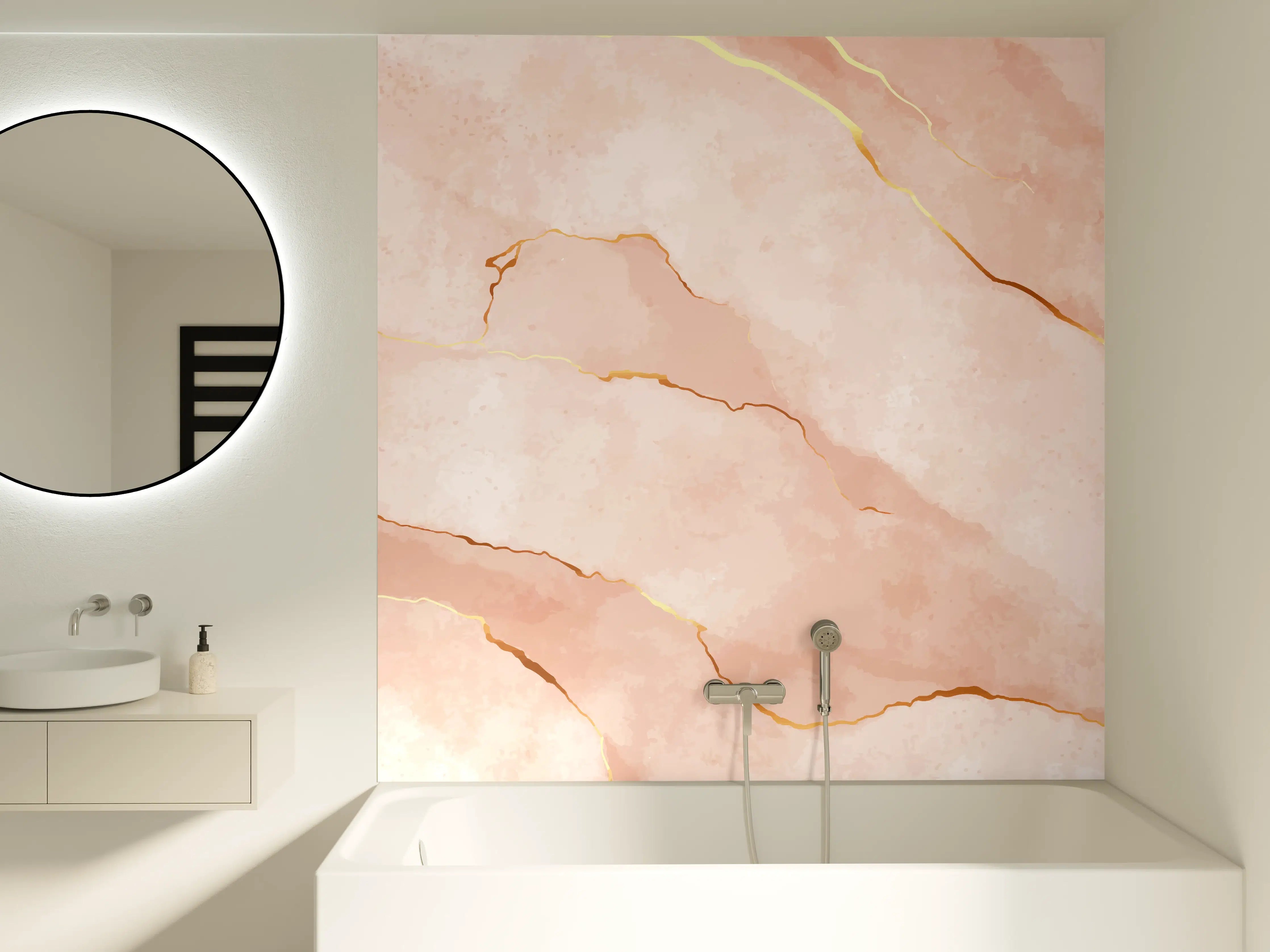 Badewannen-Rückwand - Textur in Roségold - Marmor